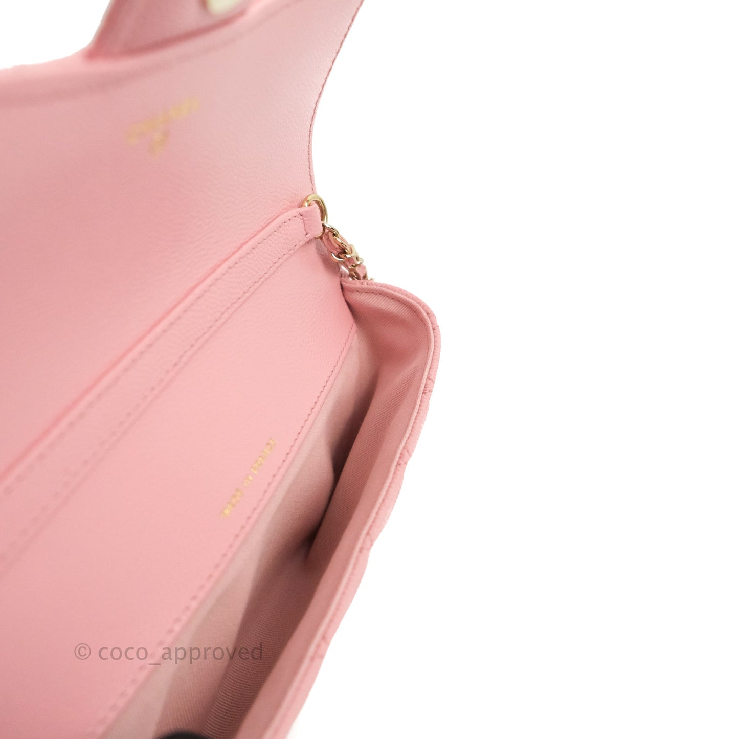 Chanel Quilted Glasses Case With Chain Pink Caviar Gold Hardware