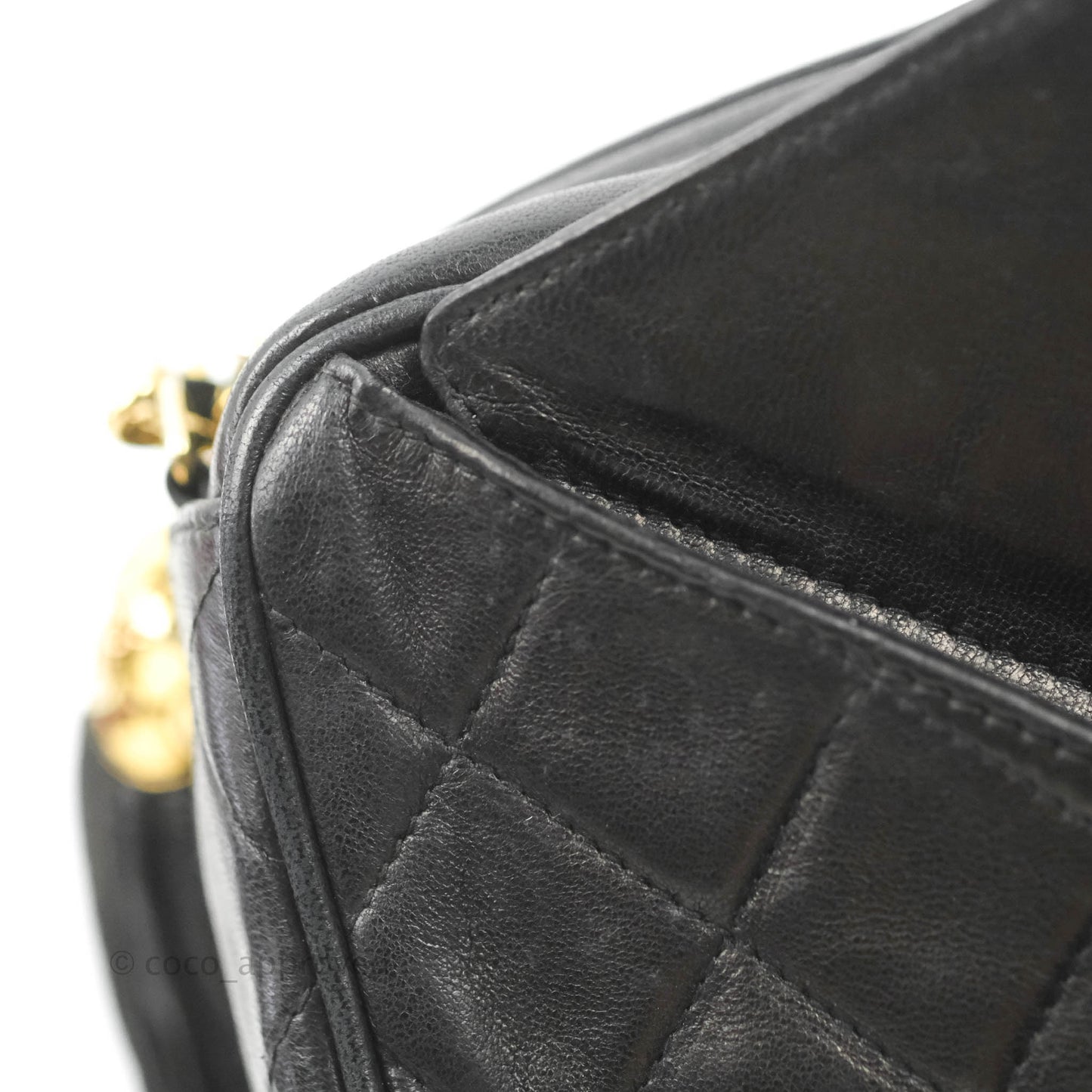 Chanel Vintage Small Camera Bag Black Lambskin Gold Hardware
