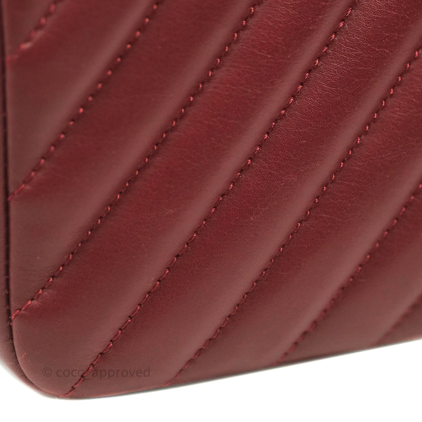 Chanel Small Statement Chevron Flap Bag Burgundy Lambskin Gold Hardware