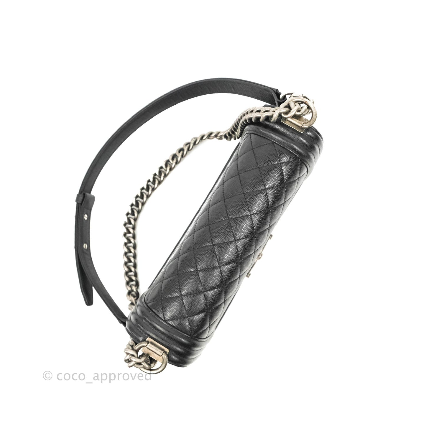 Chanel Quilted Medium Boy Black Caviar Ruthenium Hardware