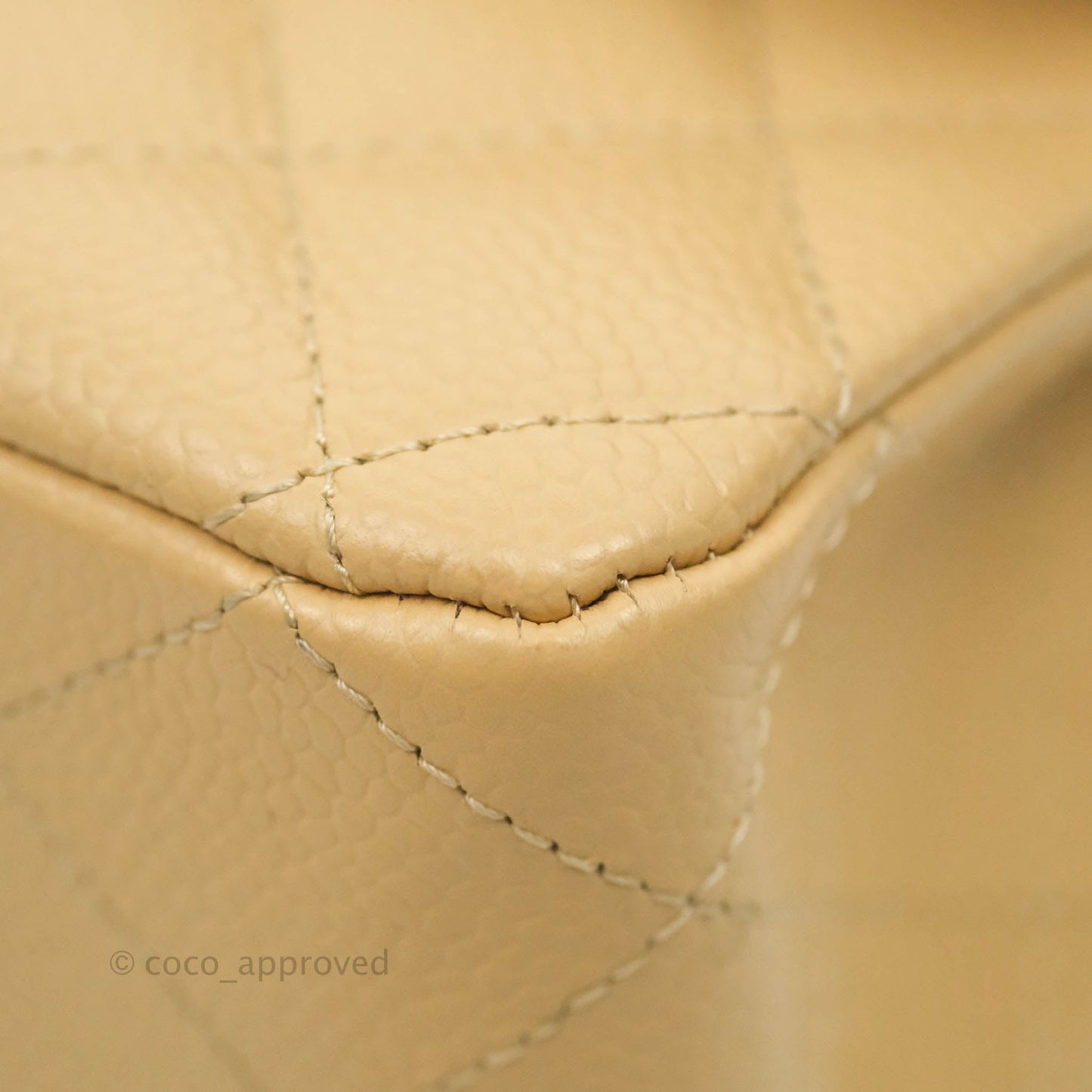 Chanel Classic M/L Medium Flap Quilted Beige Caviar Gold Hardware