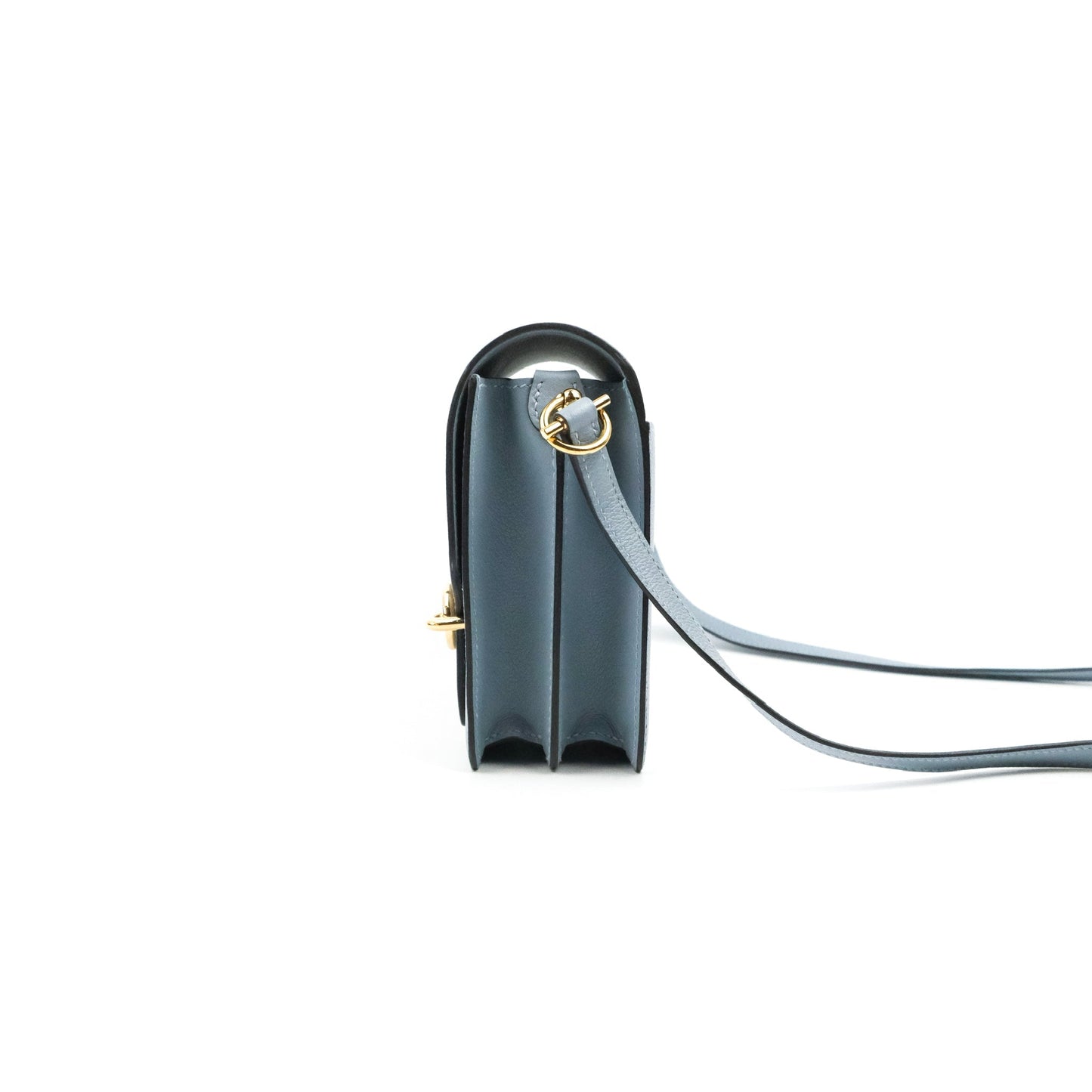 Hermès Roulis Mini 18 Bleu Lin Evercolor Gold Hardware
