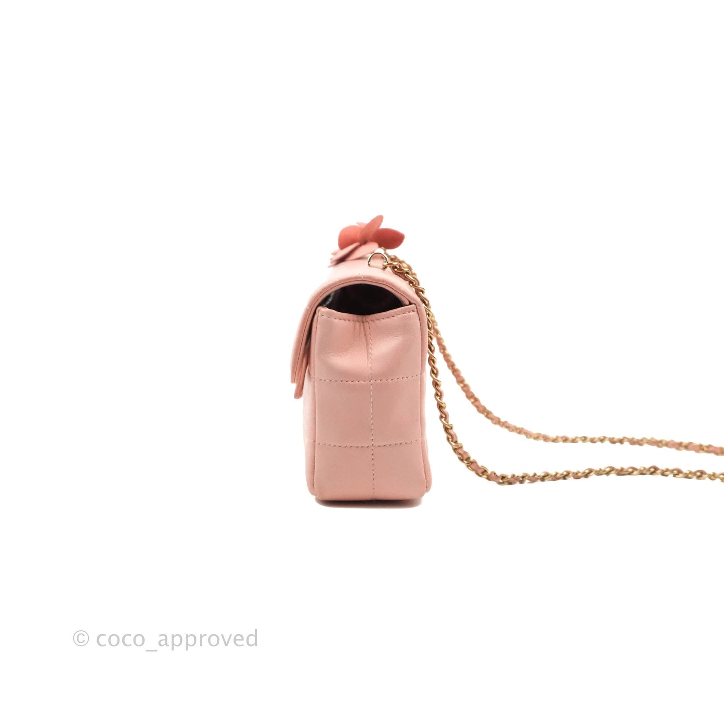 Chanel Vintage Quilted Mini Chocolate Bar Camellia Flap Pink Lambskin Gold Hardware