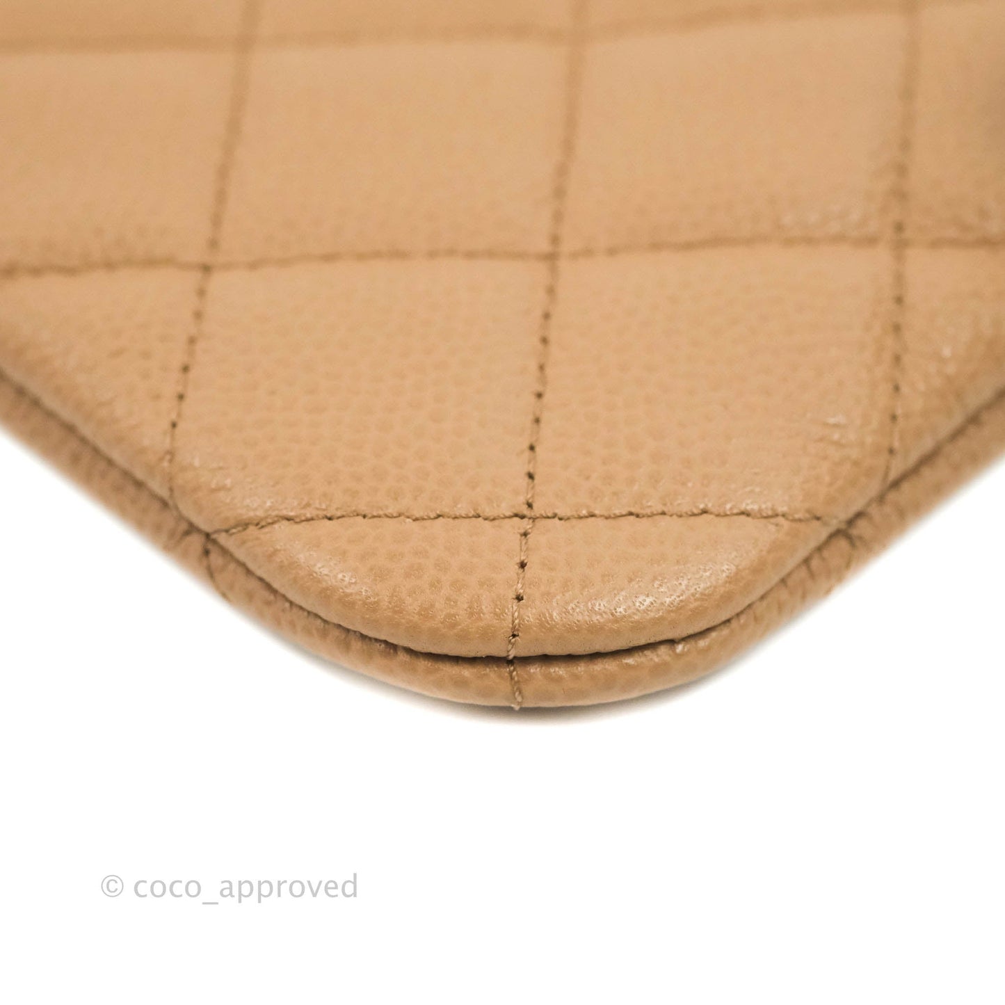 Chanel Quilted Mini O Case Dark Beige Caviar Gold Hardware