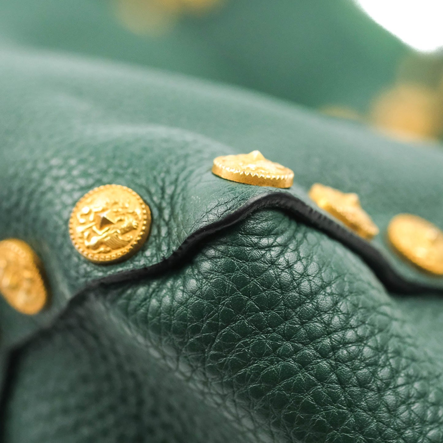 Valentino Large Gryphon Stud Tote Green Grained leather