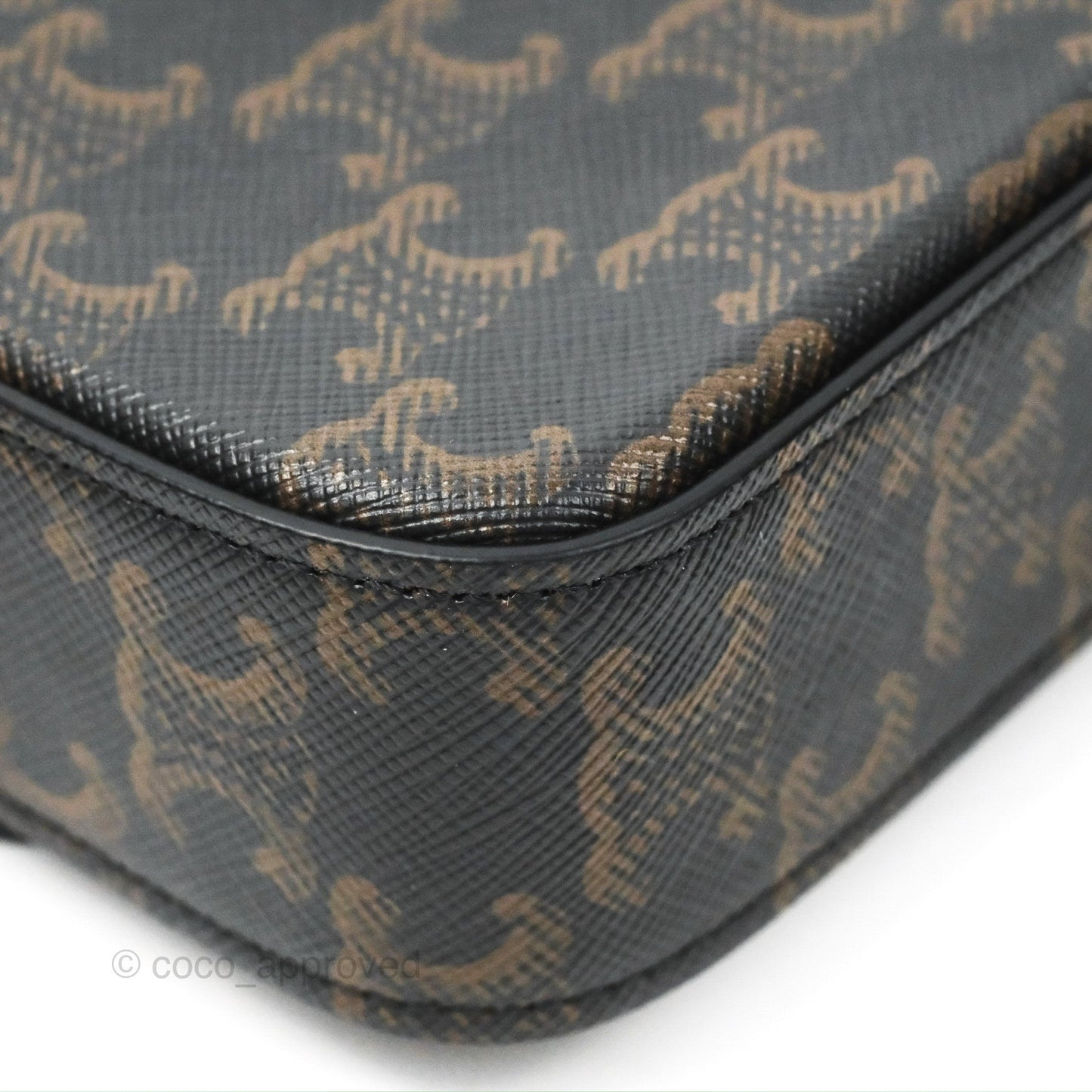 Celine Triomphe Shoulder Bag Tan Calfskin Triomphe Canvas