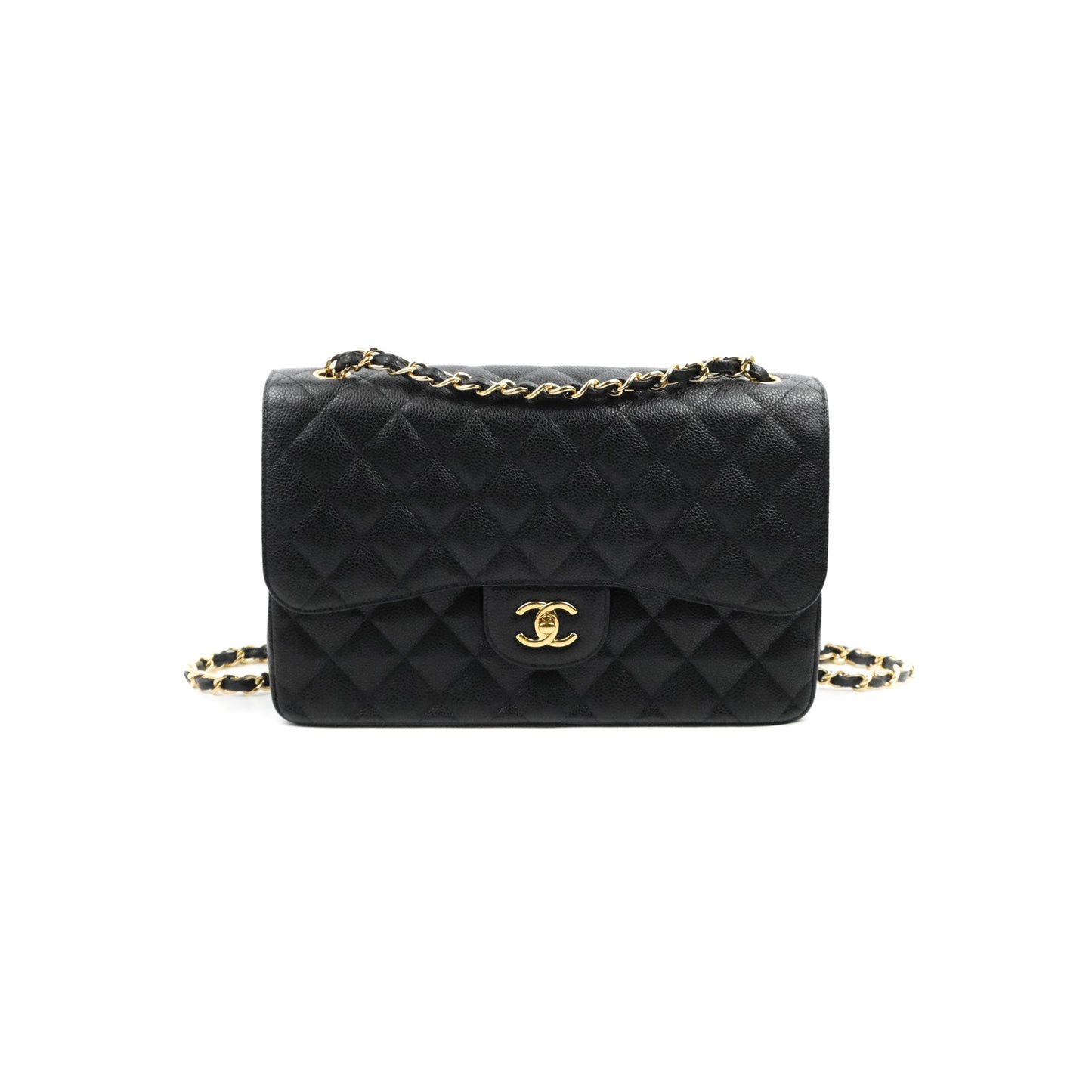 Chanel Jumbo Double Flap Black Caviar Gold Hardware⁣⁣