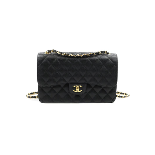 Chanel Jumbo Double Flap Black Caviar Gold Hardware⁣⁣