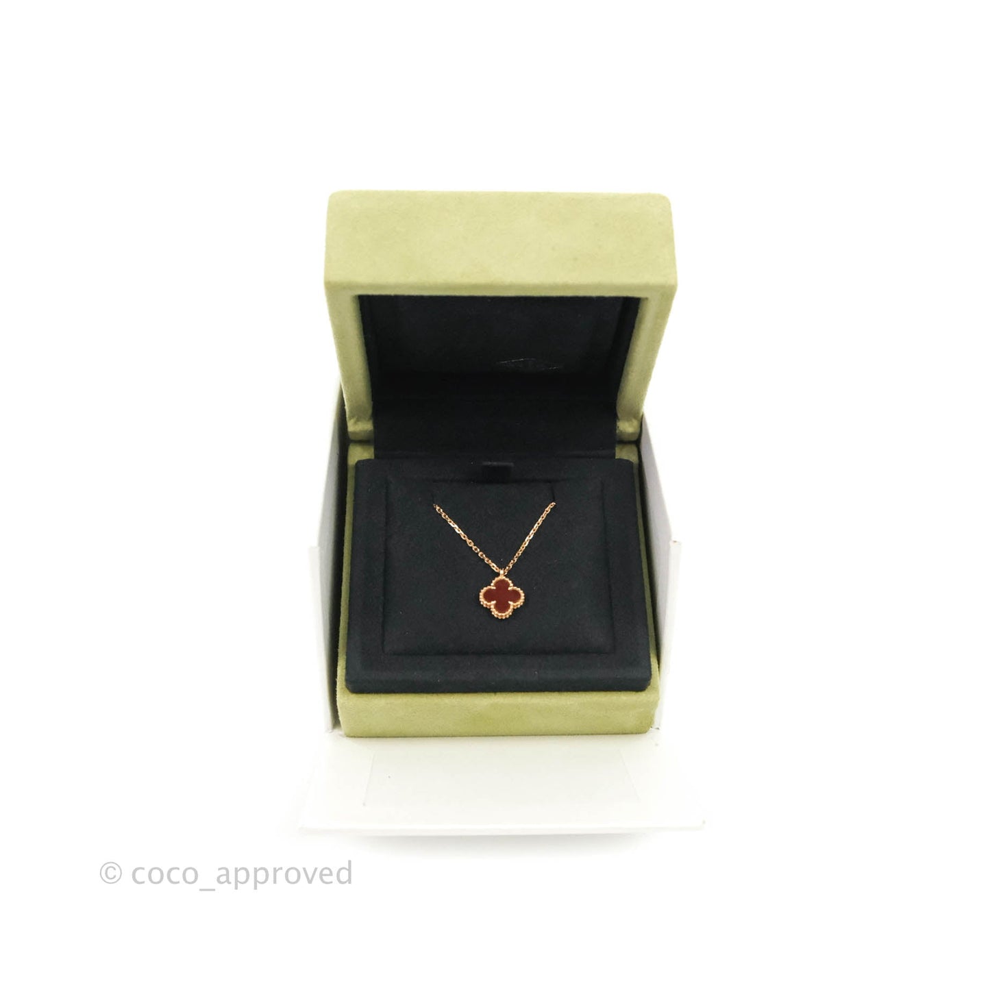 Van Cleef & Arpels Sweet Alhambra Pendant Red Carnelian Rose Gold