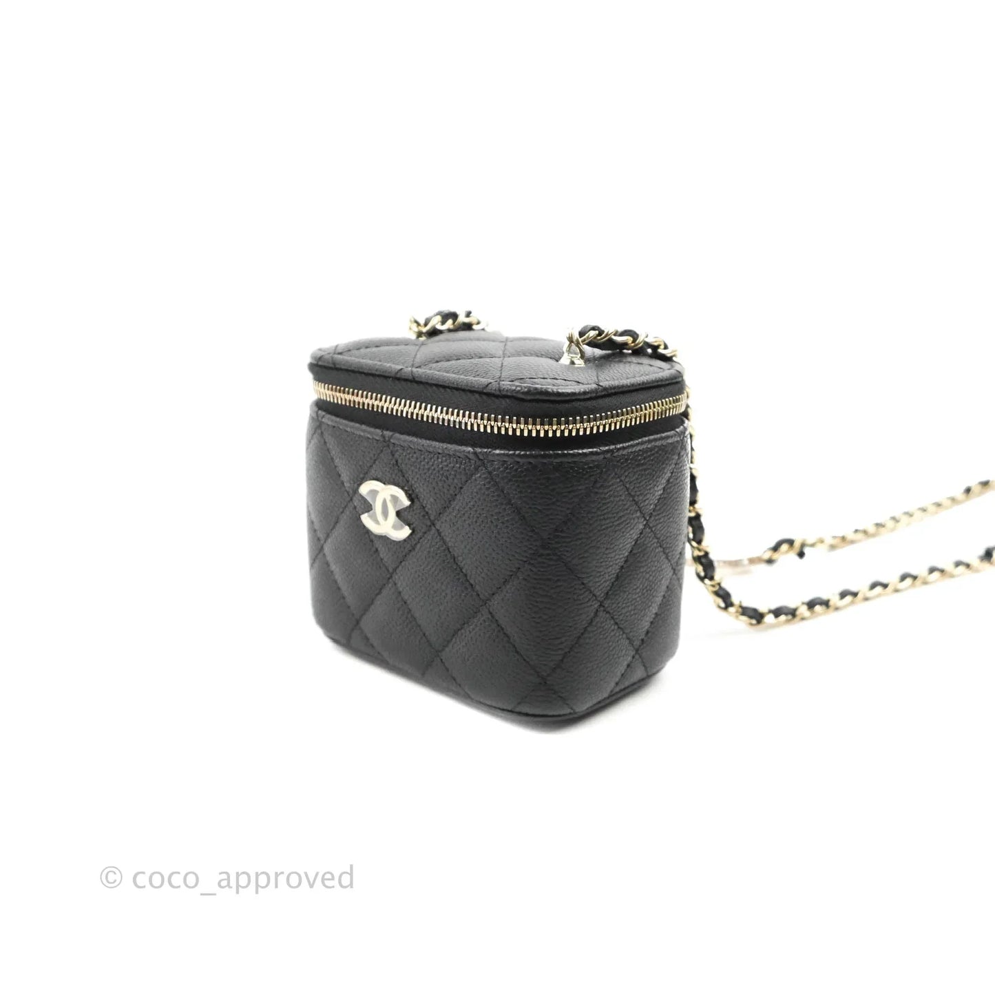 Chanel Classic Mini Vanity With CC Chain Black Caviar Gold Hardware