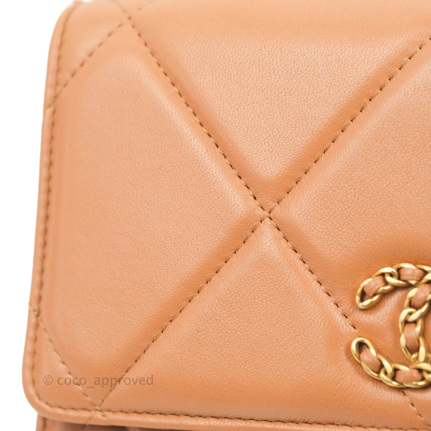 Chanel 19 Wallet on Chain WOC Dark Beige Caramel Lambskin Mixed Hardware