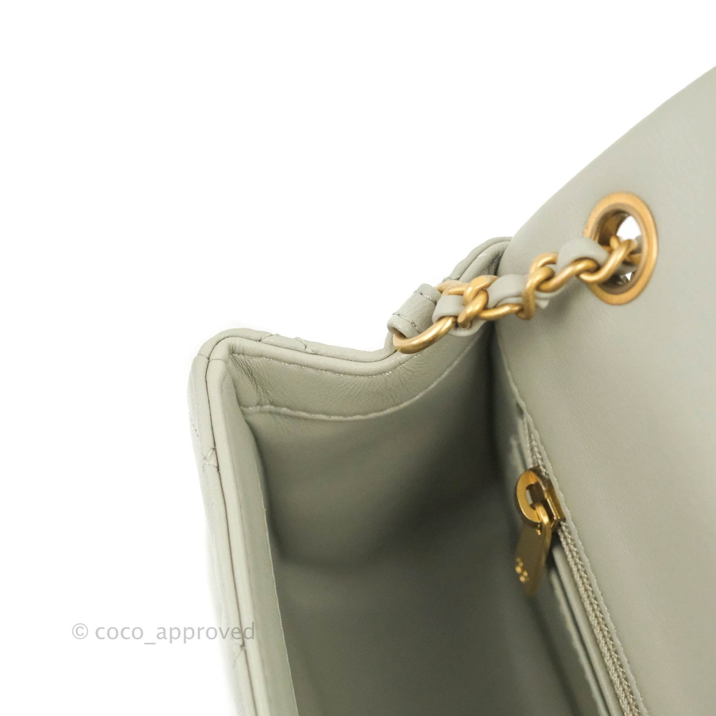Chanel Mini Rectangular Pearl Crush Quilted Grey Lambskin Aged Gold Hardware 22C