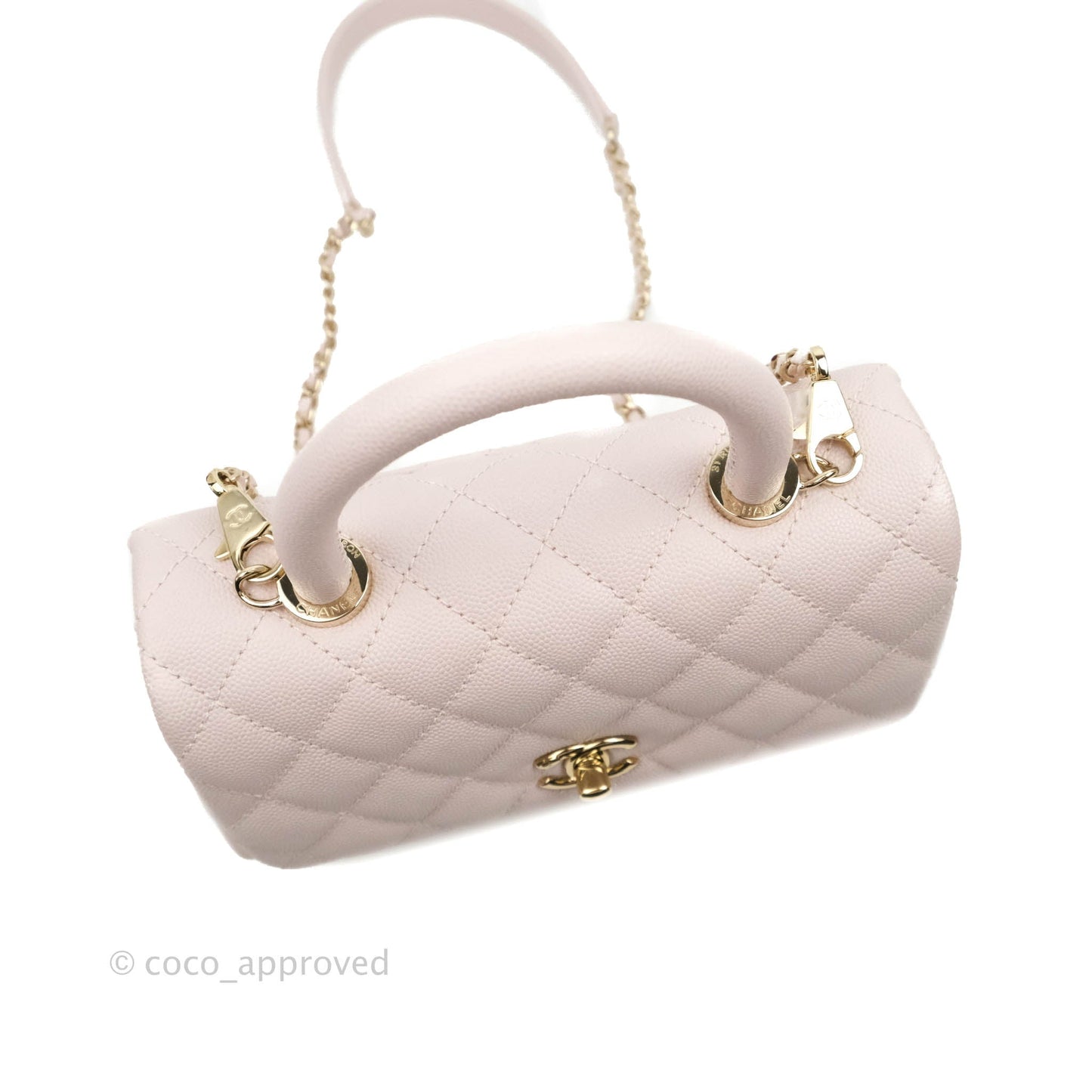 Chanel Small Coco Handle Light Lilac Pink Caviar Gold Hardware 20A