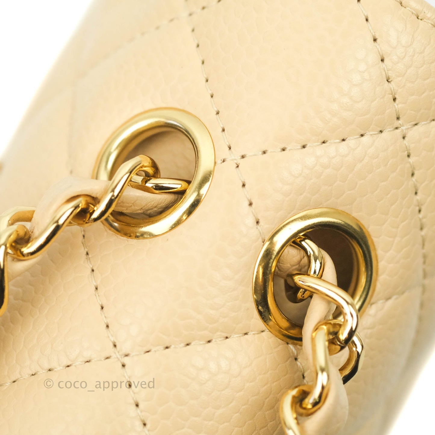 Chanel Classic M/L Medium Flap Quilted Beige Caviar Gold Hardware