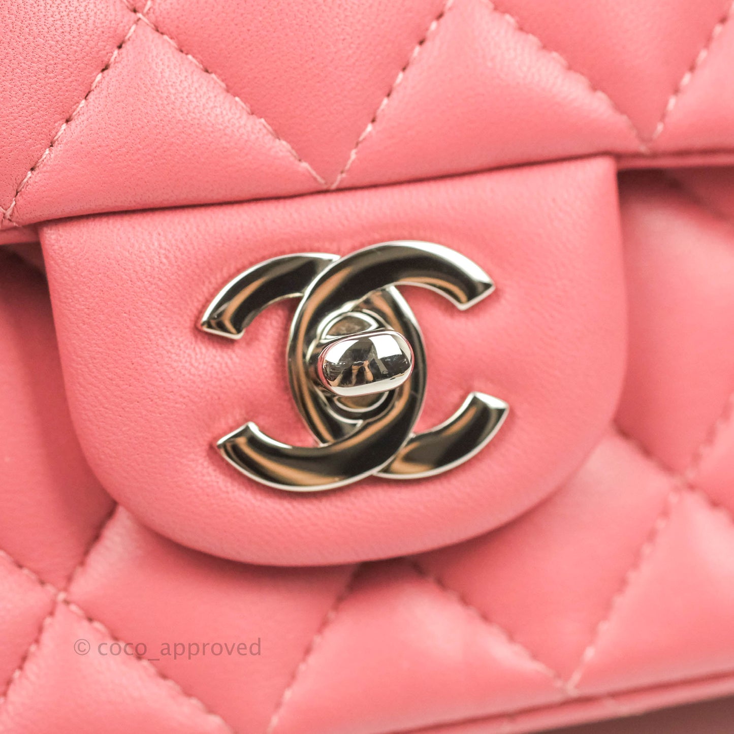 Chanel Quilted Mini Rectangular Flap Pink Lambskin Silver Hardware