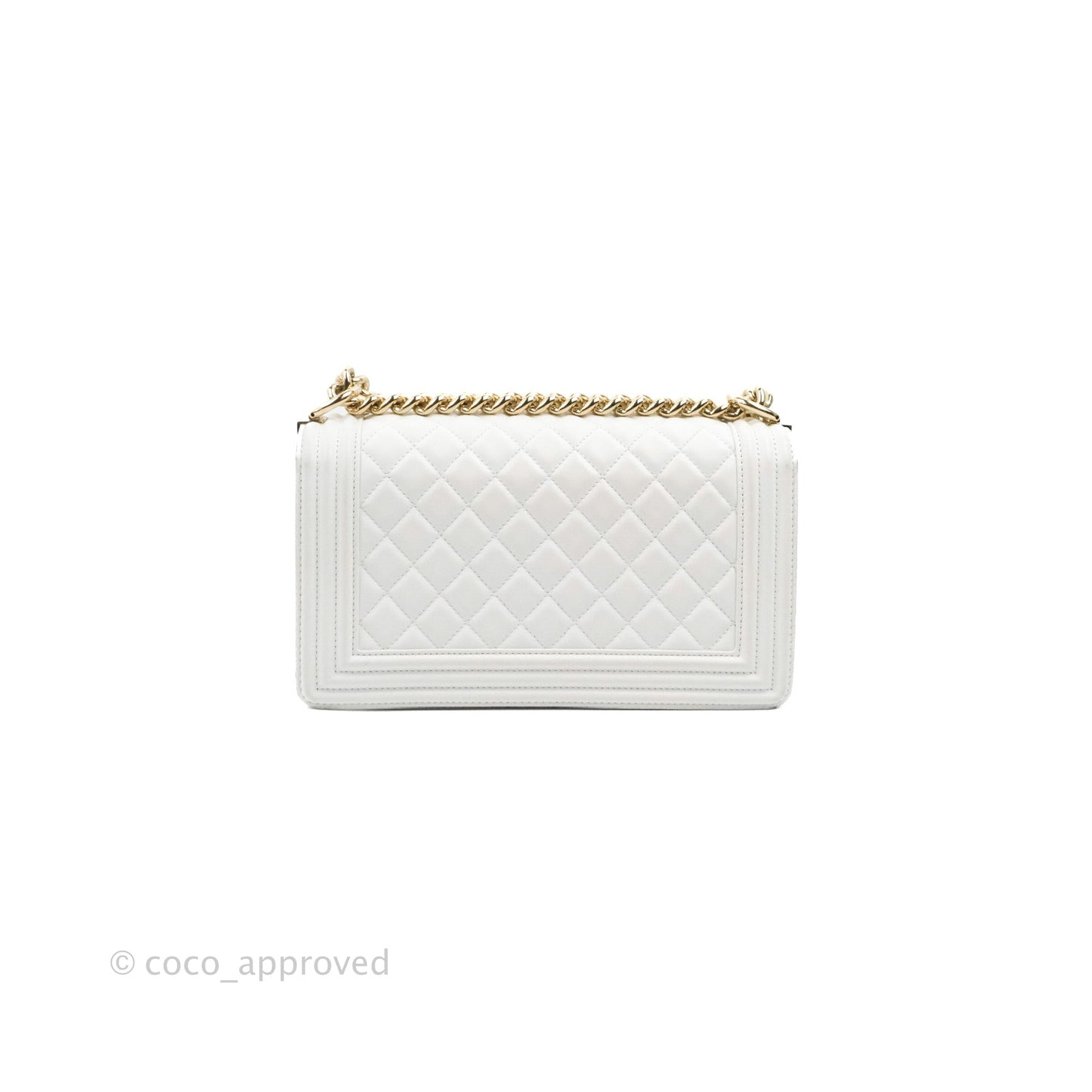 Chanel Quilted Medium Boy White Calfskin Gold Hardware