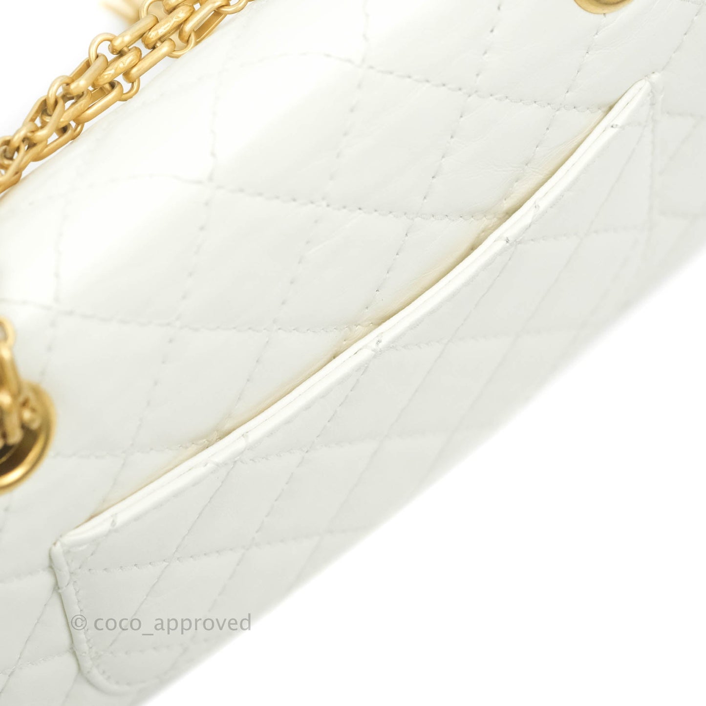 Chanel Mini Reissue 224 White Aged Calfskin Aged Gold Hardware