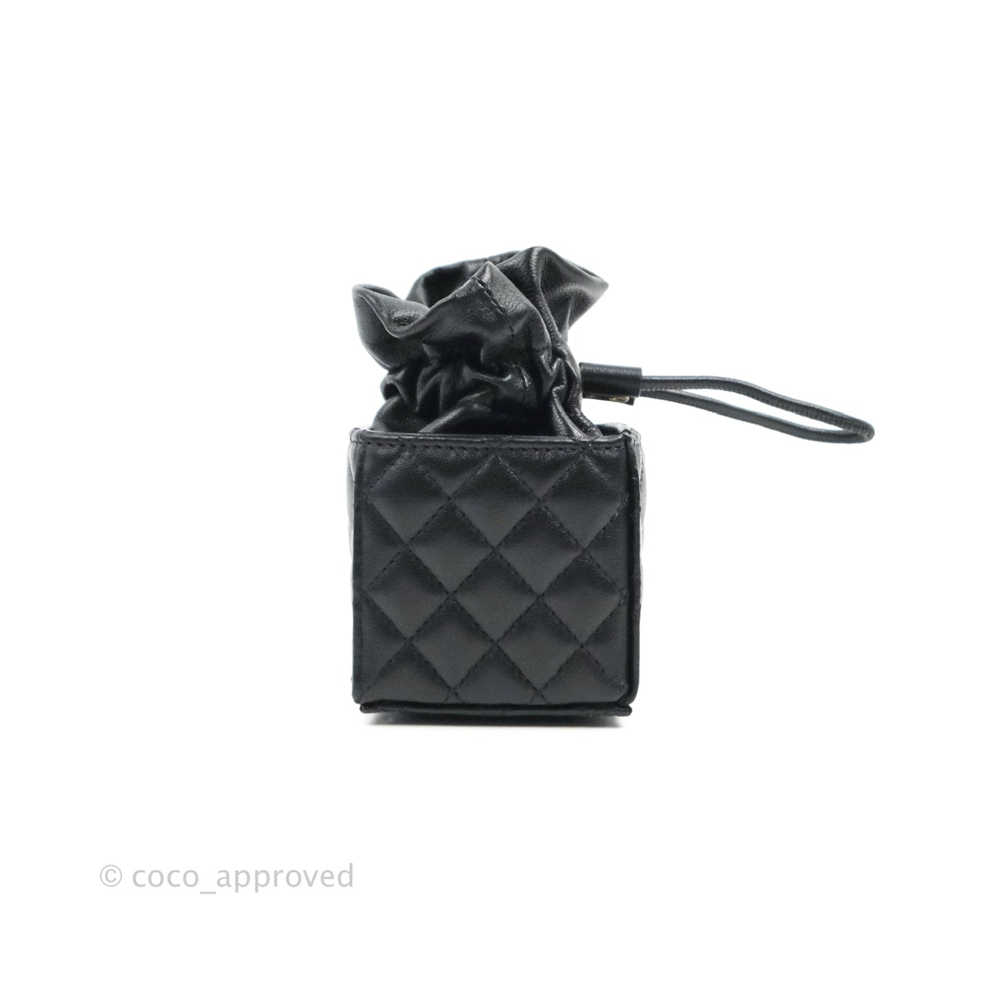Chanel Mini Drawstring Bucket Bag with Chain Black Calfskin Aged Gold Hardware