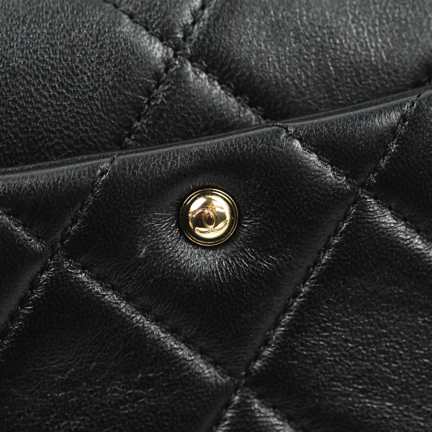 Chanel Quilted Resin Bi-Color Chain Flap Bag Black Lambskin
