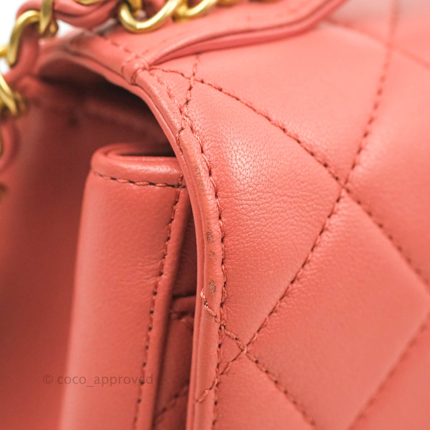 Chanel Quilted Chain Infinity Handle Bag Pink Lambskin Aged Gold Hardware