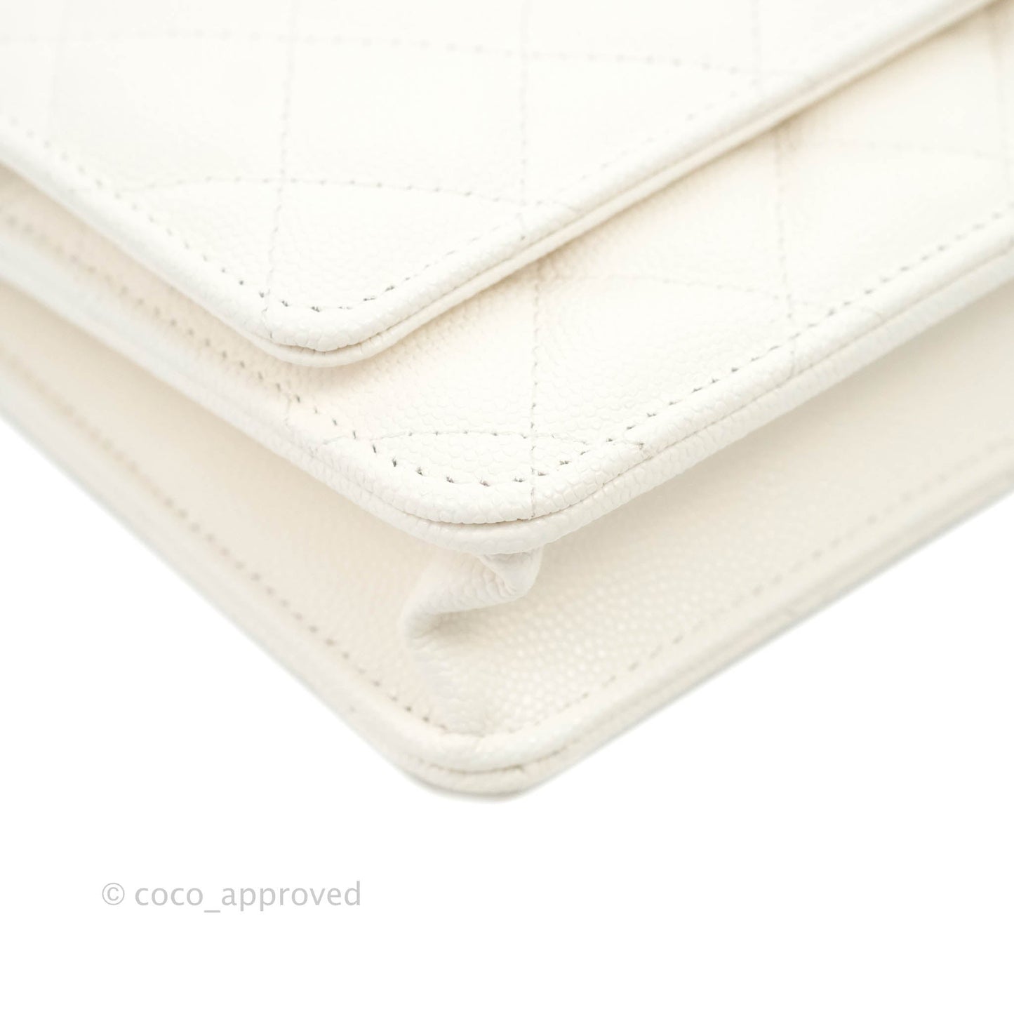 Chanel Quilted WOC White Caviar Gold Hardware With Charms