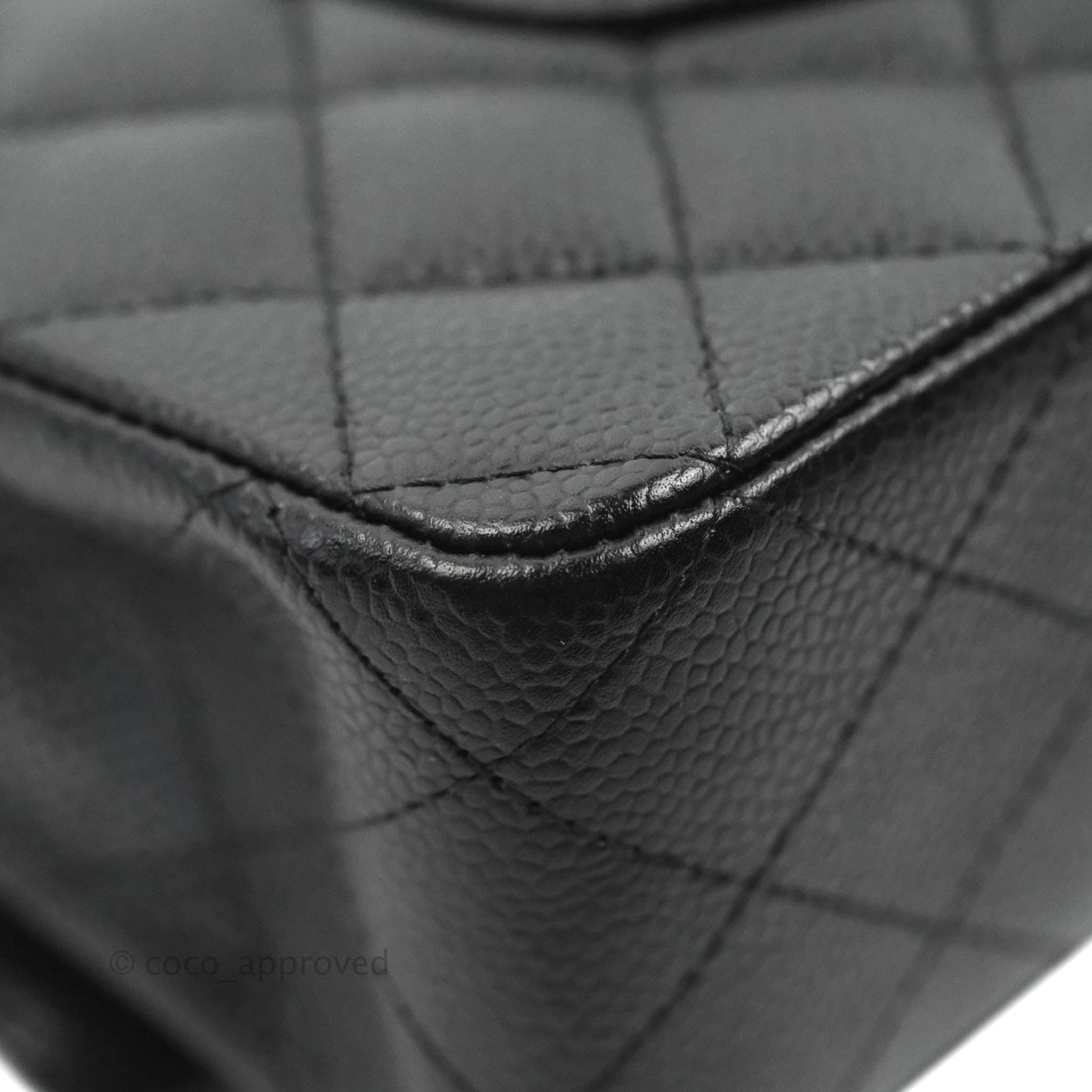 Chanel Quilted Classic M/L Medium Flap Black Caviar Silver Hardware
