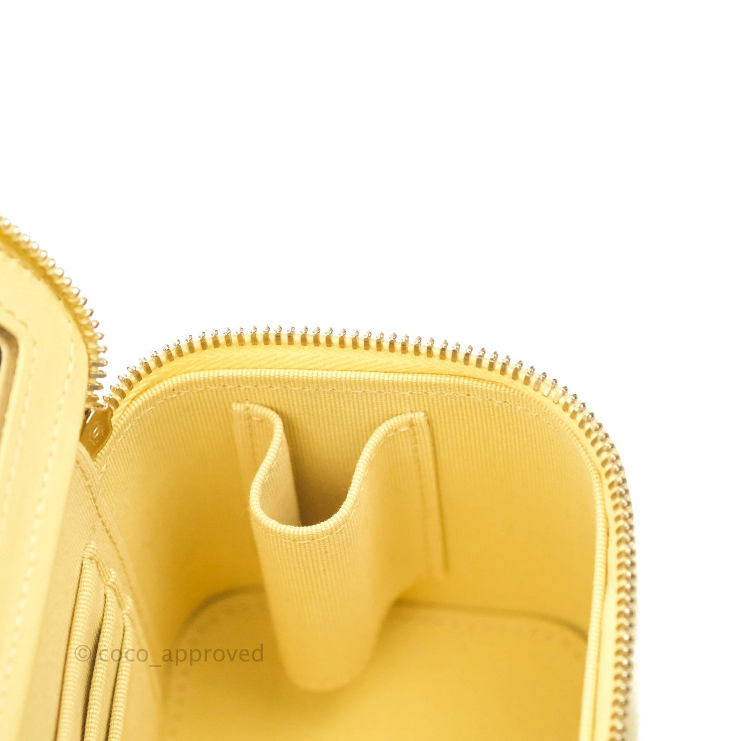Chanel Vanity Rectangular Top Handle Yellow Lambskin Gold Hardware