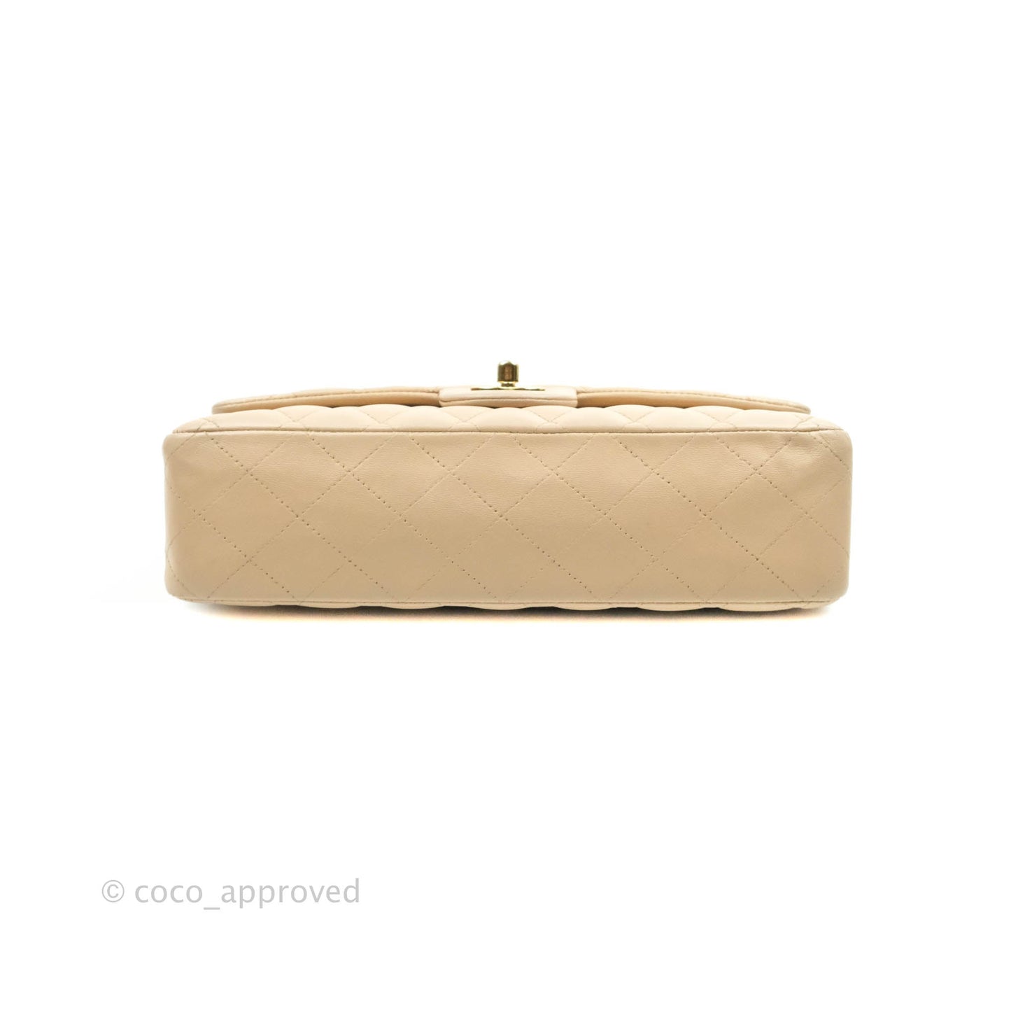 Chanel Classic Medium Flap Quilted Beige Lambskin Gold Hardware