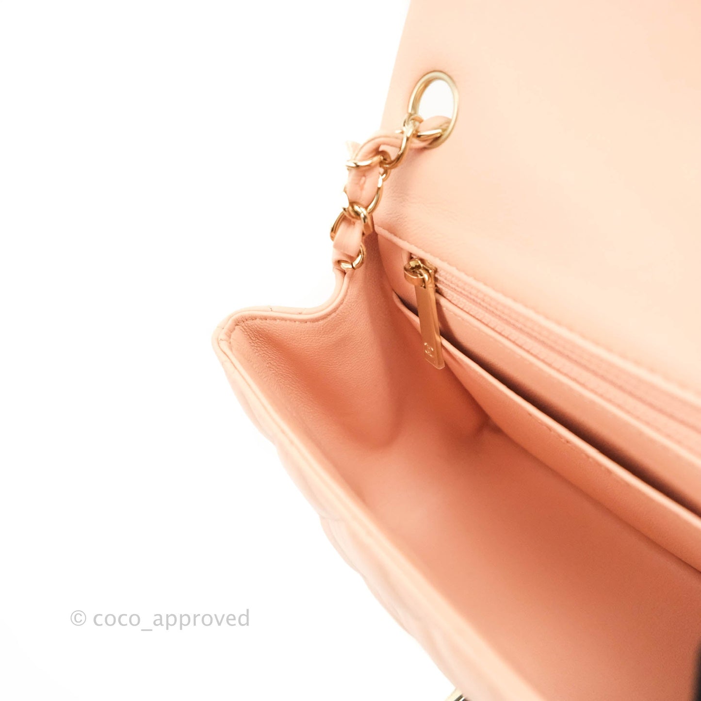 Chanel Quilted Mini Square Lambskin Light Beige Pink Gold Hardware