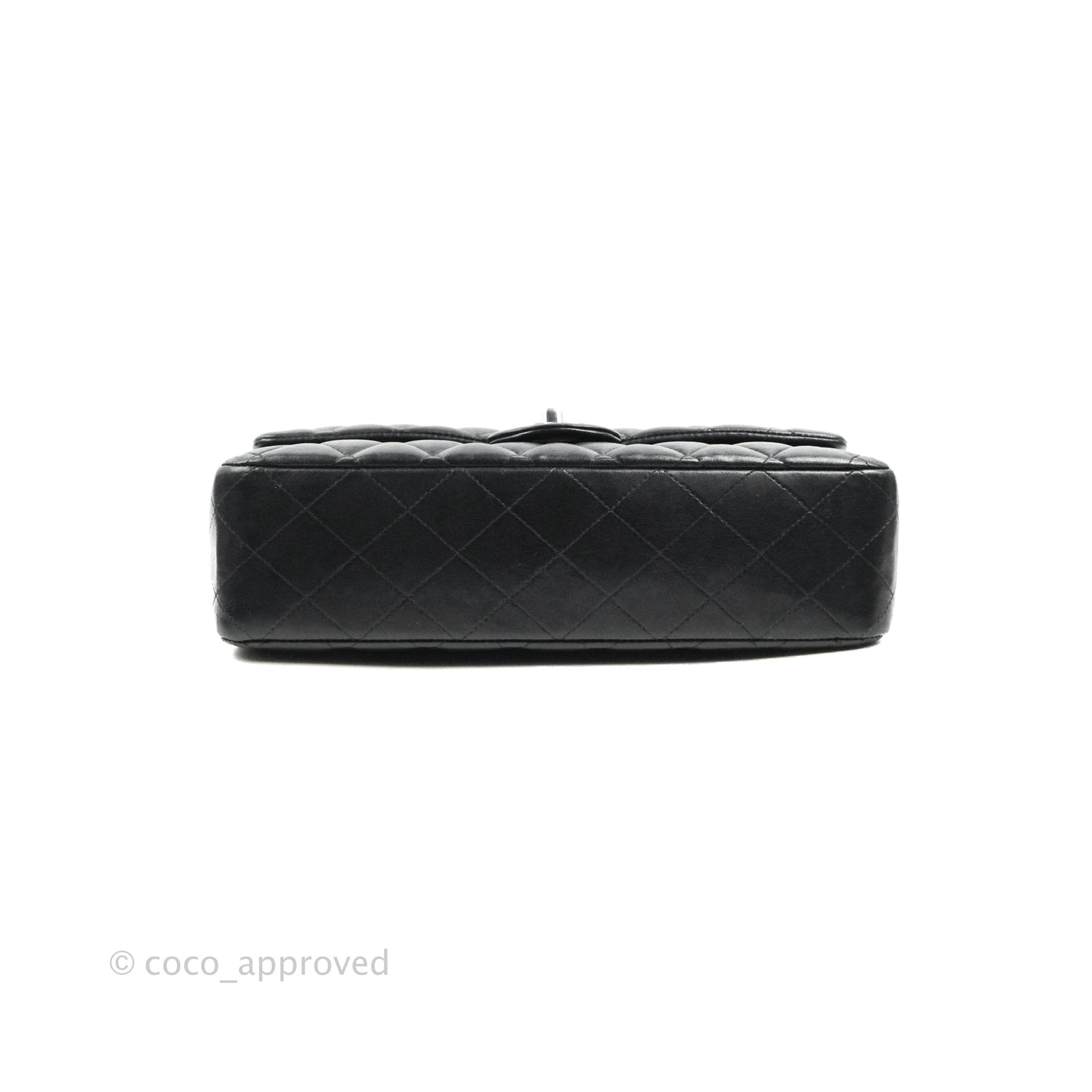 Chanel Classic M/L Medium Flap Quilted Black Lambskin Silver Hardware