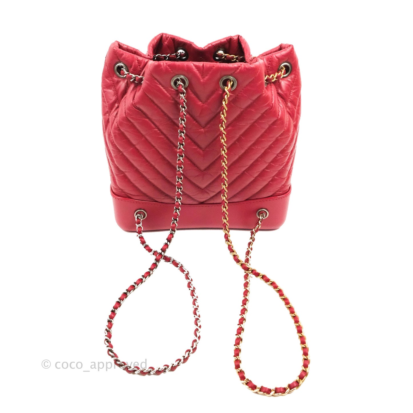 Chanel Small Chevron Gabrielle Backpack Dark Pink Aged Calfskin