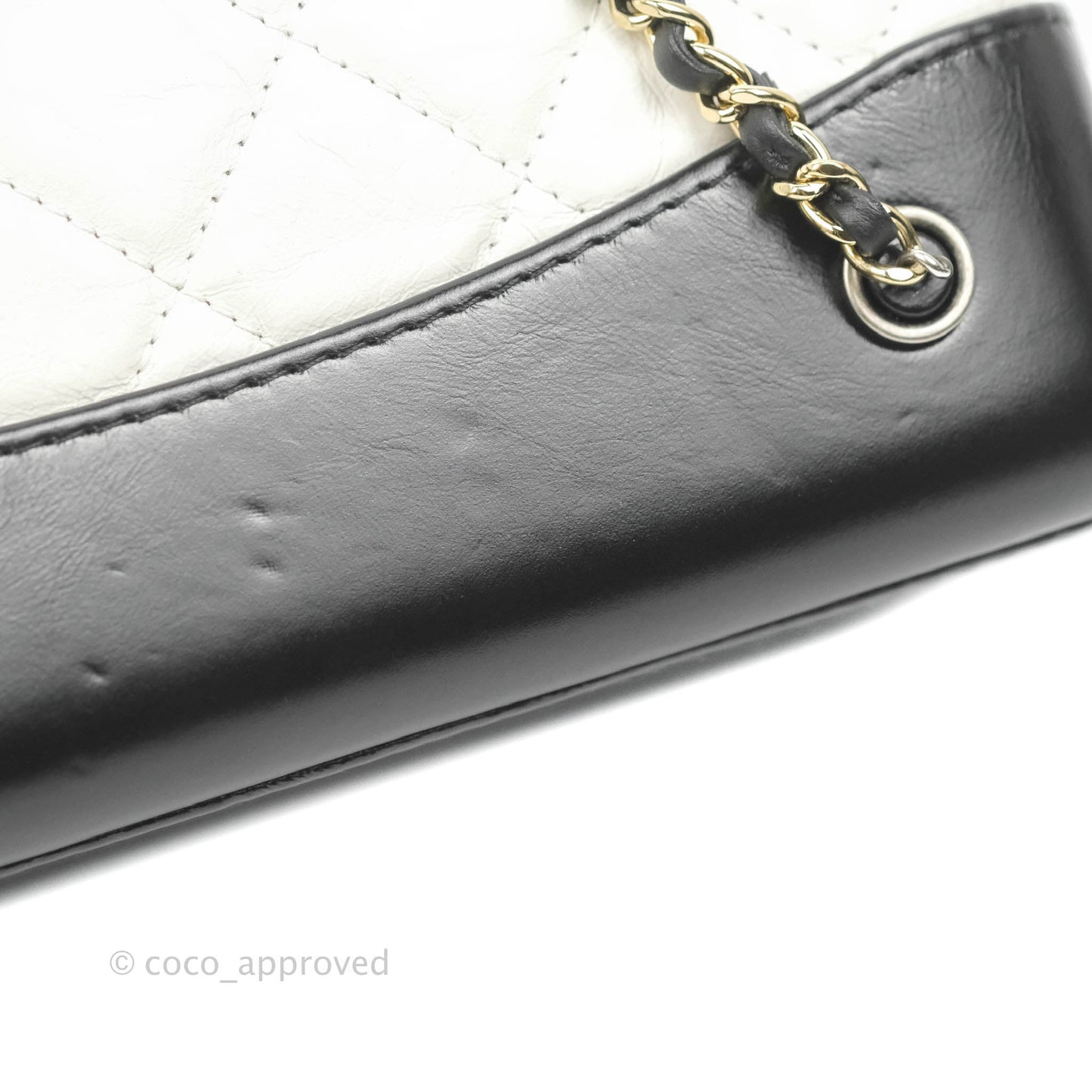 Chanel Small Gabrielle Backpack White Black Aged Calfskin