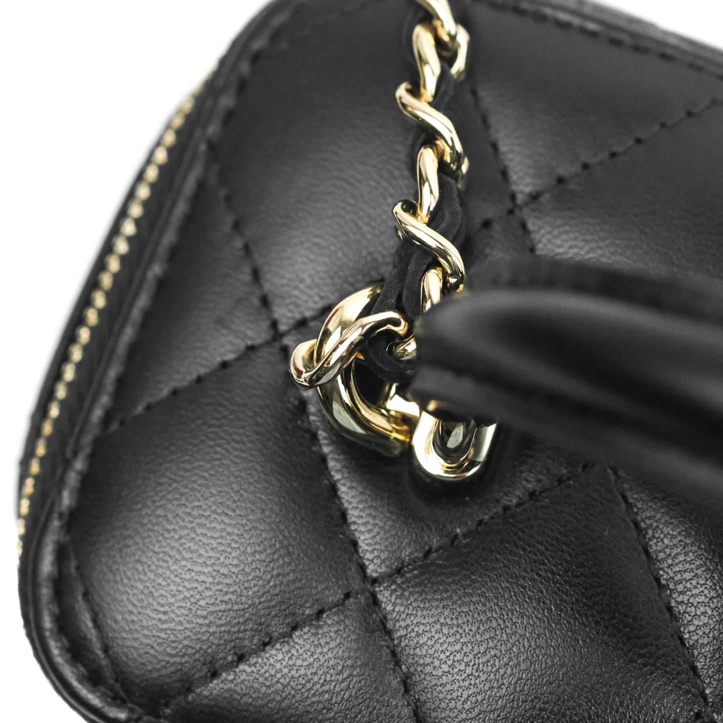 Chanel Vanity Rectangular Top Handle Black Lambskin Gold Hardware