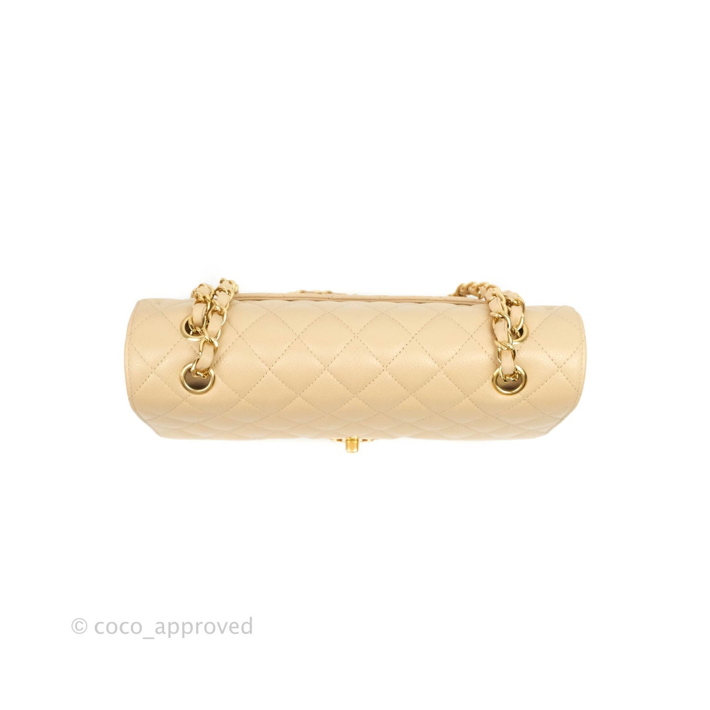 Chanel Classic M/L Medium Double Flap Beige Caviar Gold Hardware