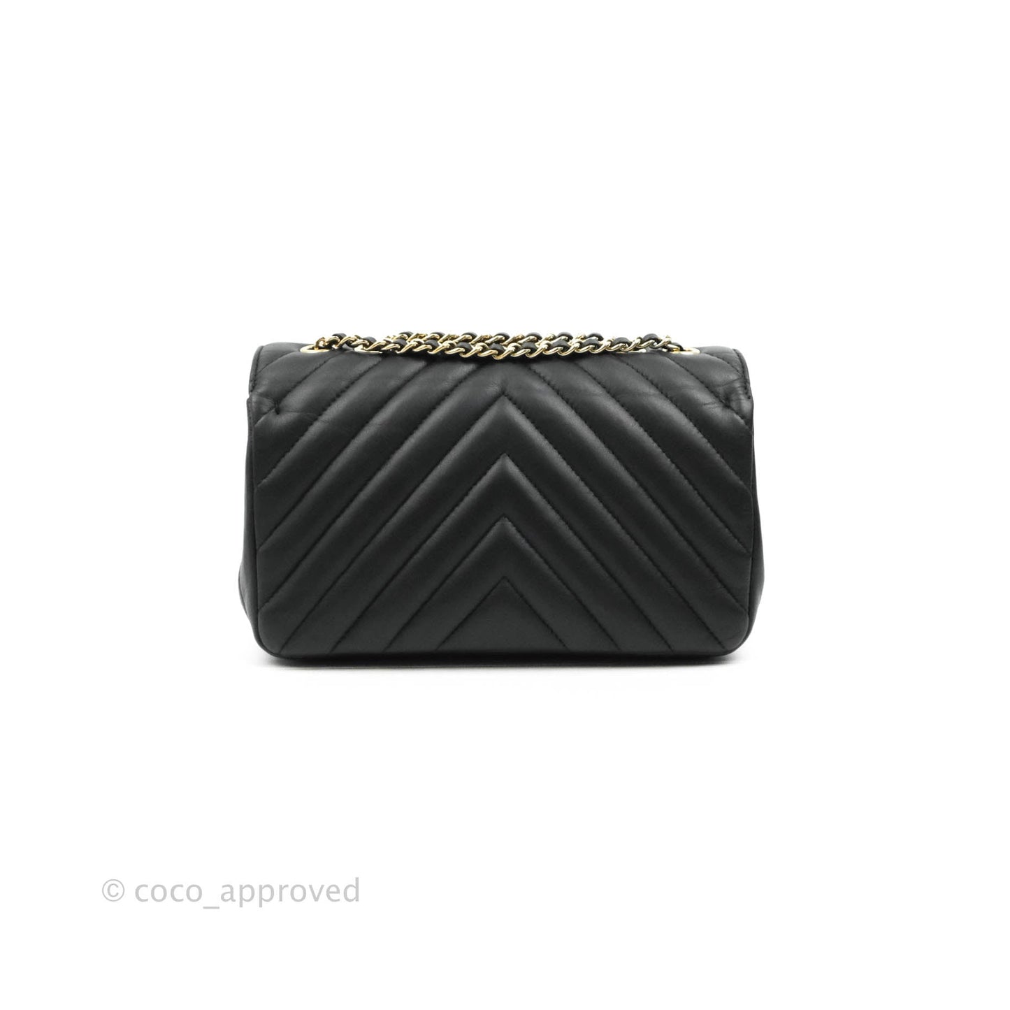 Chanel Small Statement Chevron Flap Bag Black Gold Hardware