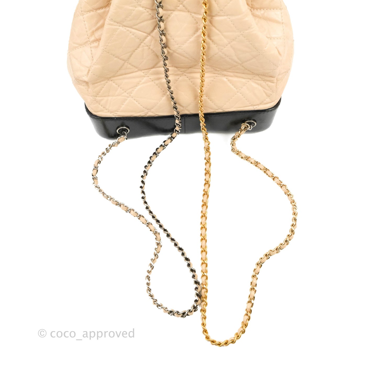 Chanel Small Gabrielle Backpack Beige Black Aged Calfskin