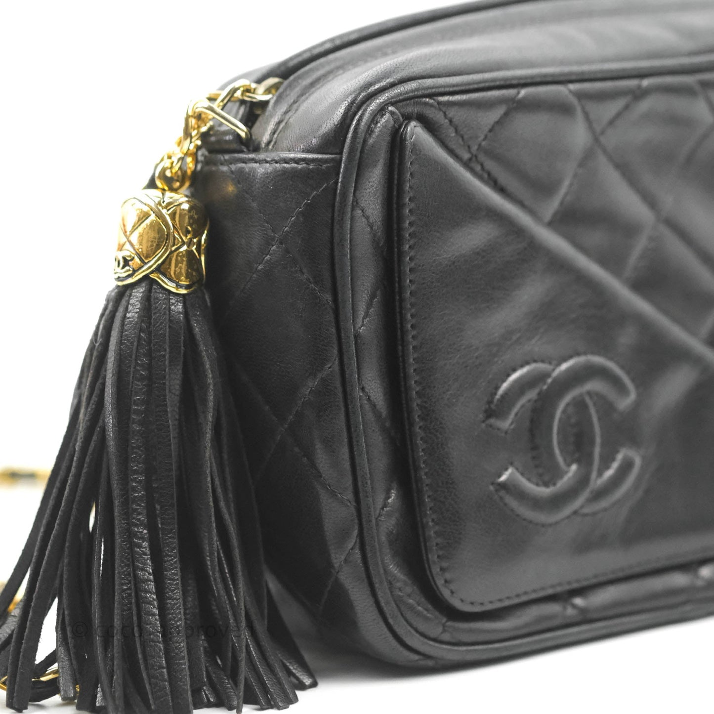 Chanel Vintage Small Camera Bag Black Lambskin Gold Hardware