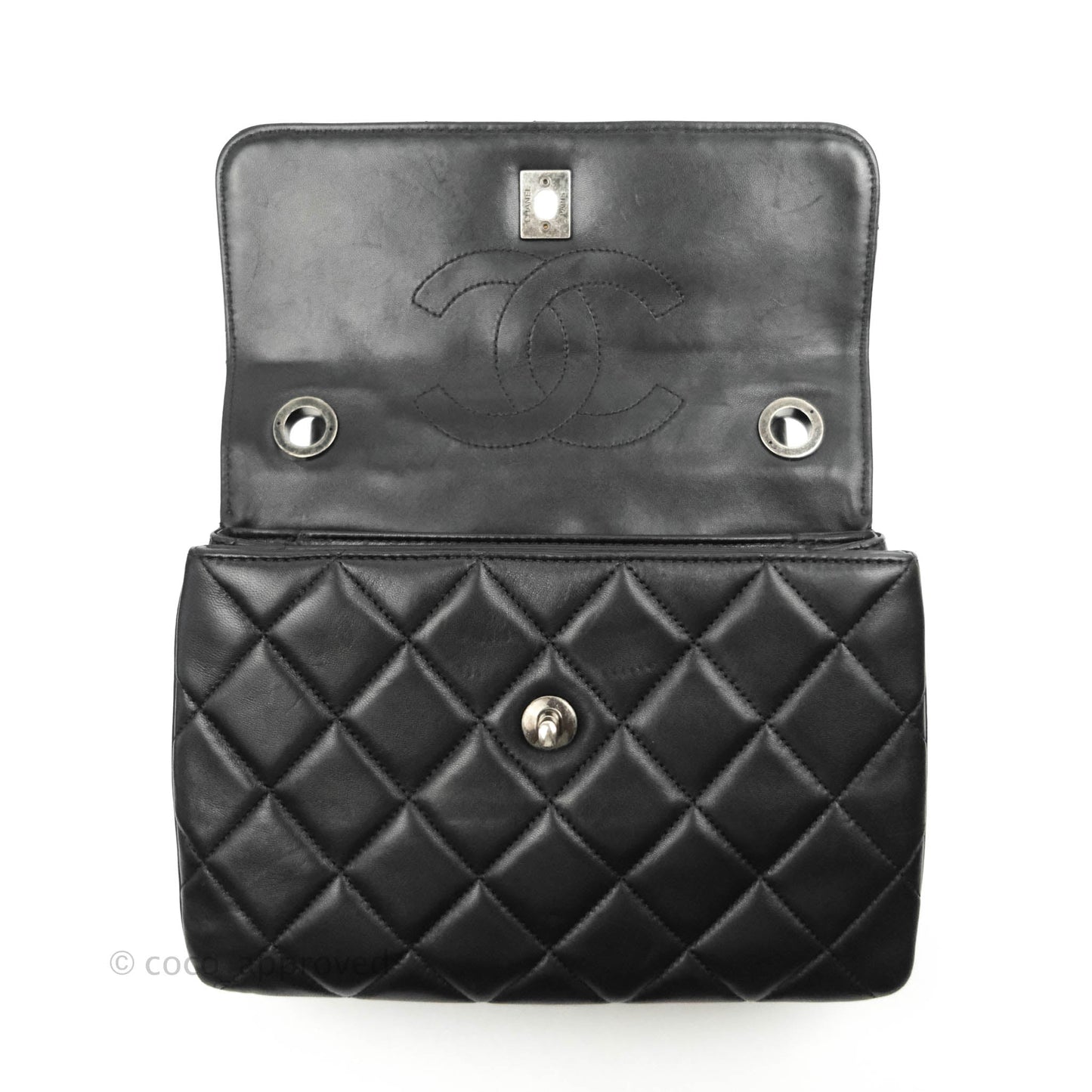 Chanel Small Trendy CC Black Lambskin Ruthenium Hardware