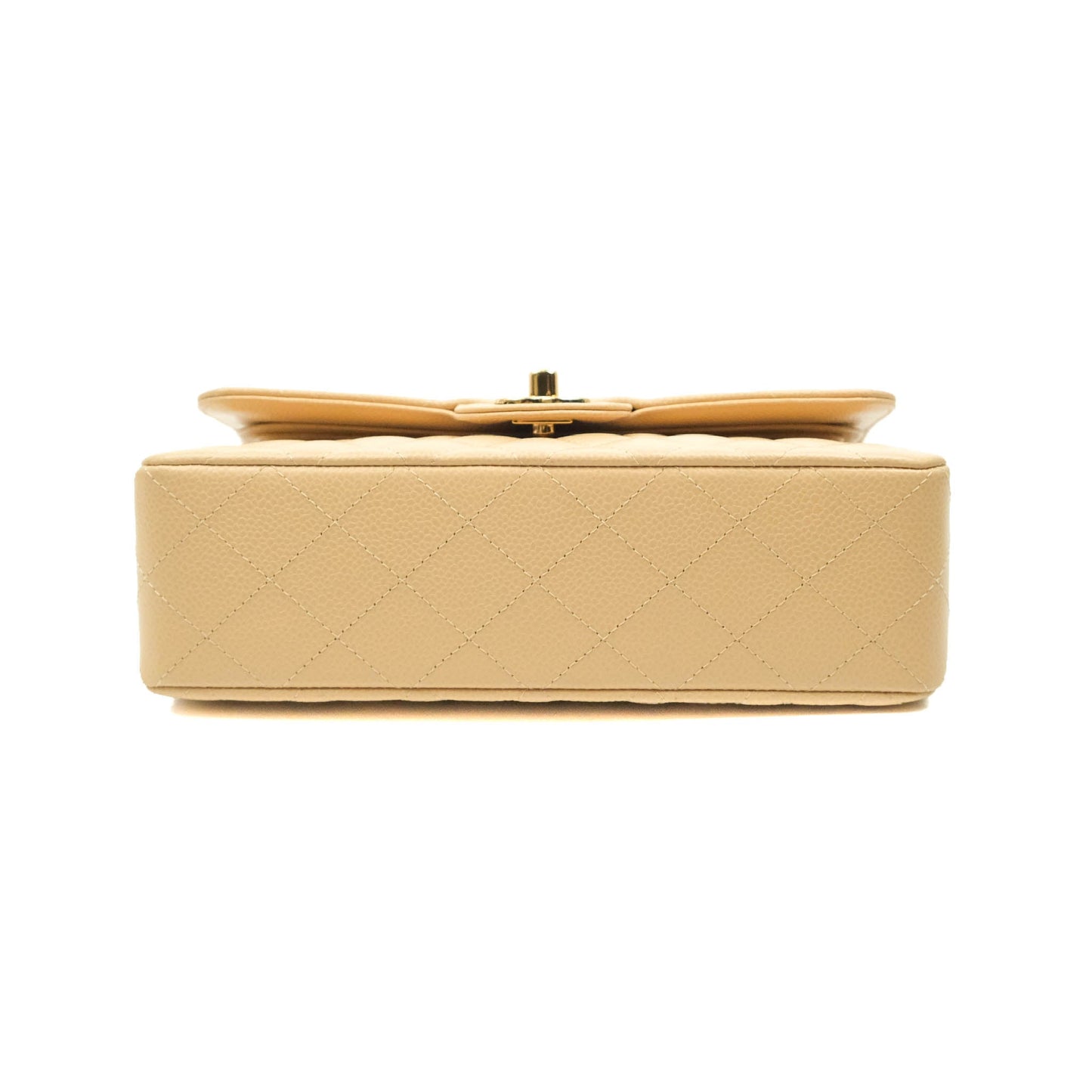 Chanel Small Classic Quilted Flap Beige Caviar Gold Hardware
