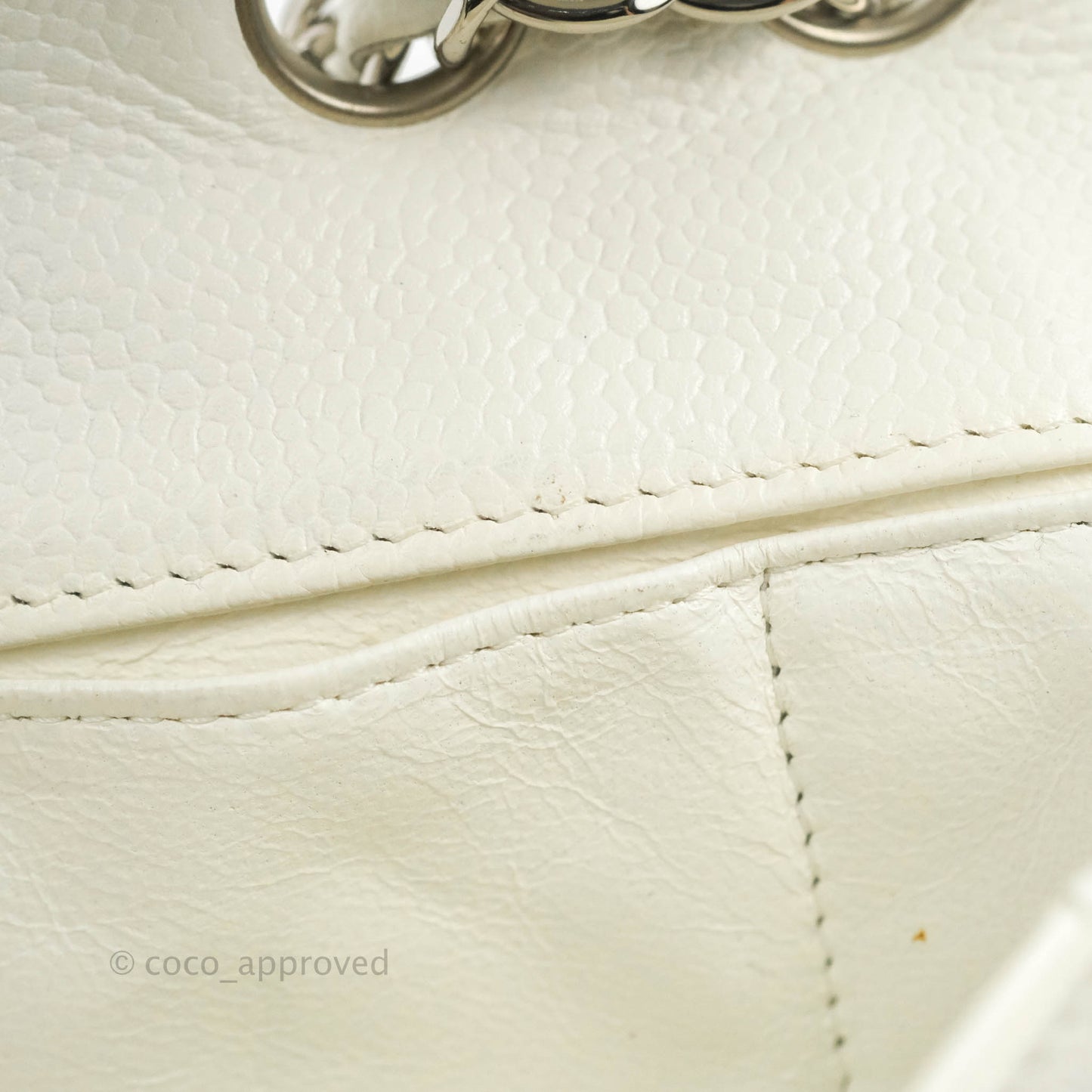 Chanel Quilted East West Flap White Soft Caviar Silver Hardware