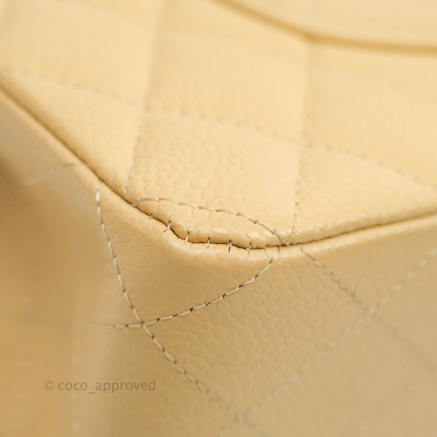 Chanel Classic M/L Medium Flap Quilted Beige Caviar Gold Hardware