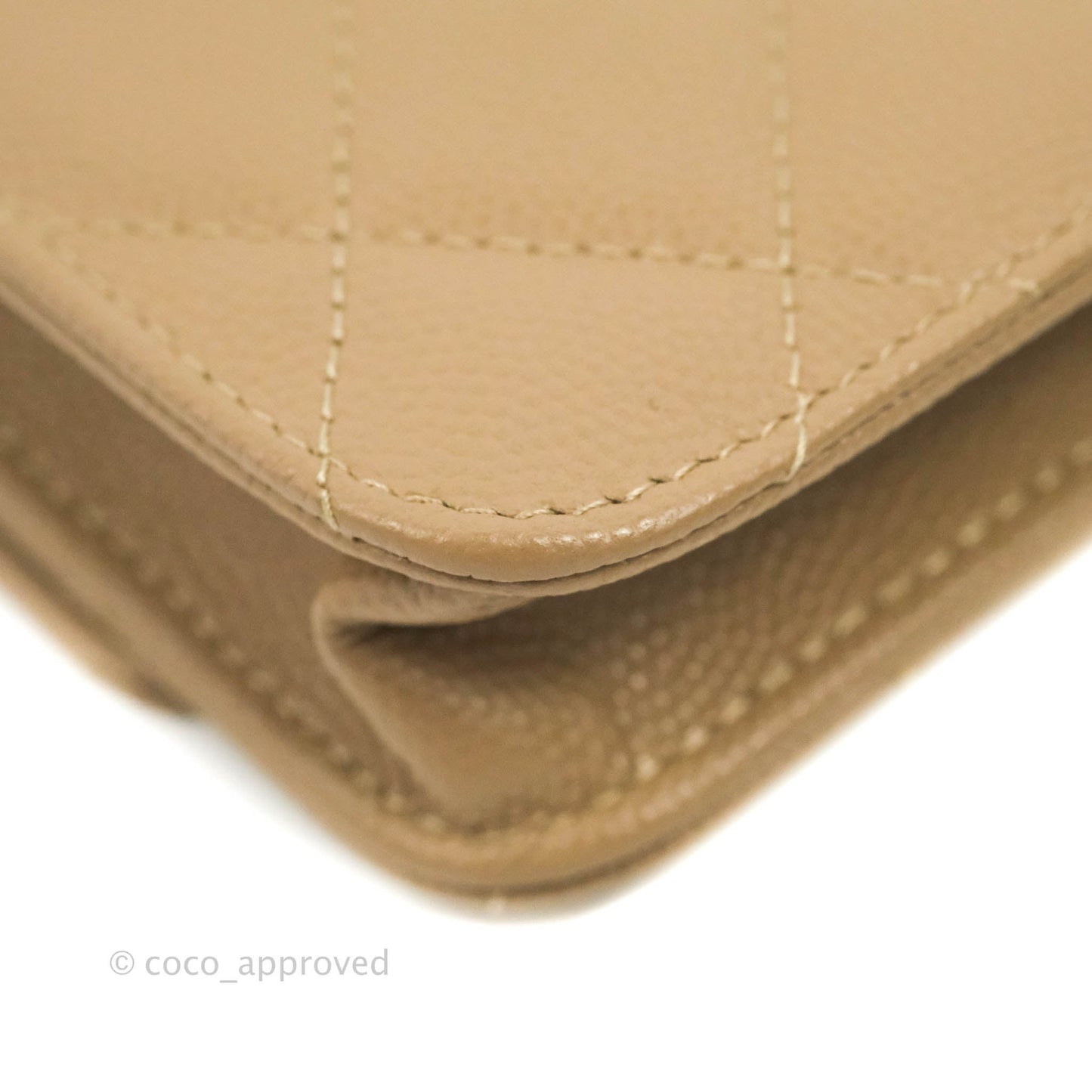 Chanel Mini Wallet With Chain Dark Beige Caviar Gold Hardware