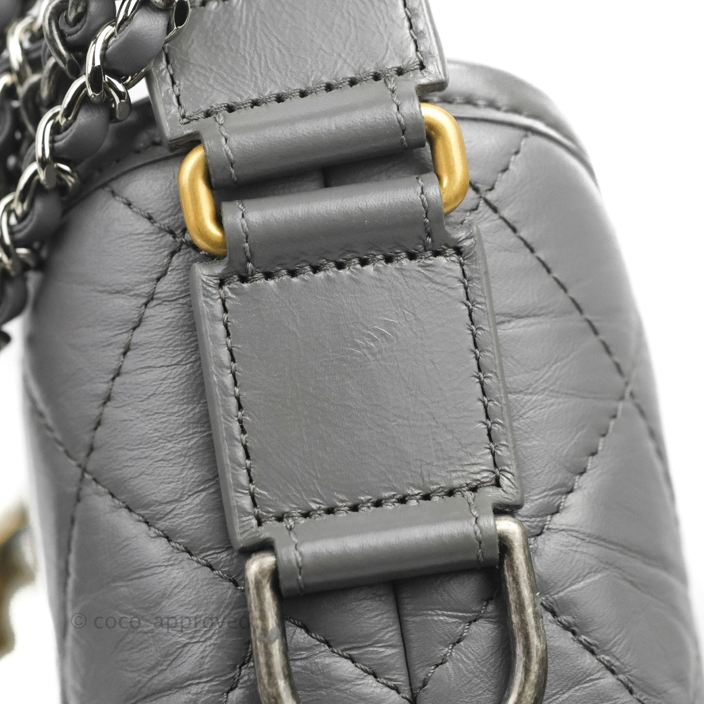 Chanel Quilted Small Gabrielle Hobo Grey Calfskin Mixed Hardware