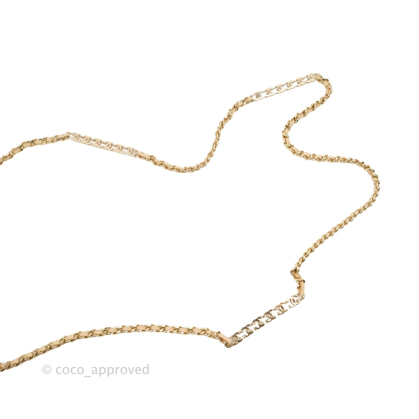 Chanel Quilted Wallet on CC Chain WOC Beige Caviar Gold Hardware
