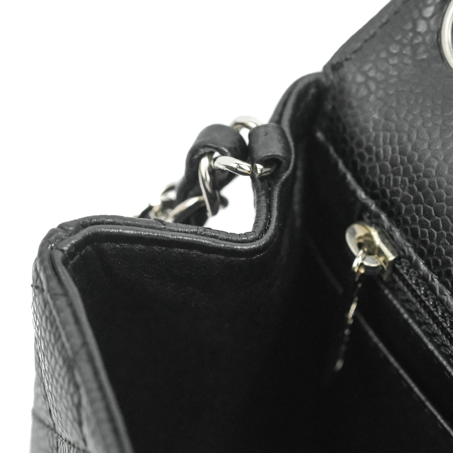 Chanel Mini Square Black Caviar Silver Hardware