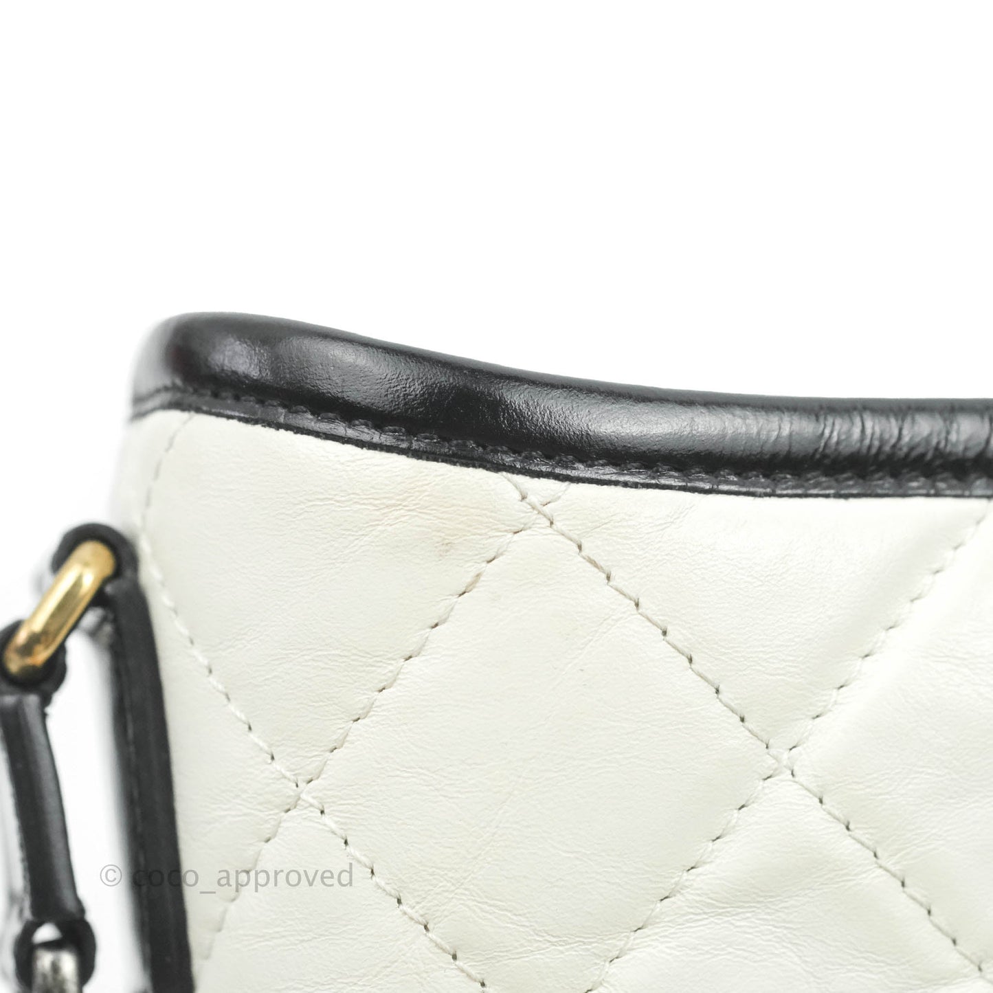 Chanel Quilted Small Gabrielle Hobo White Black Calfskin Mixed Hardware