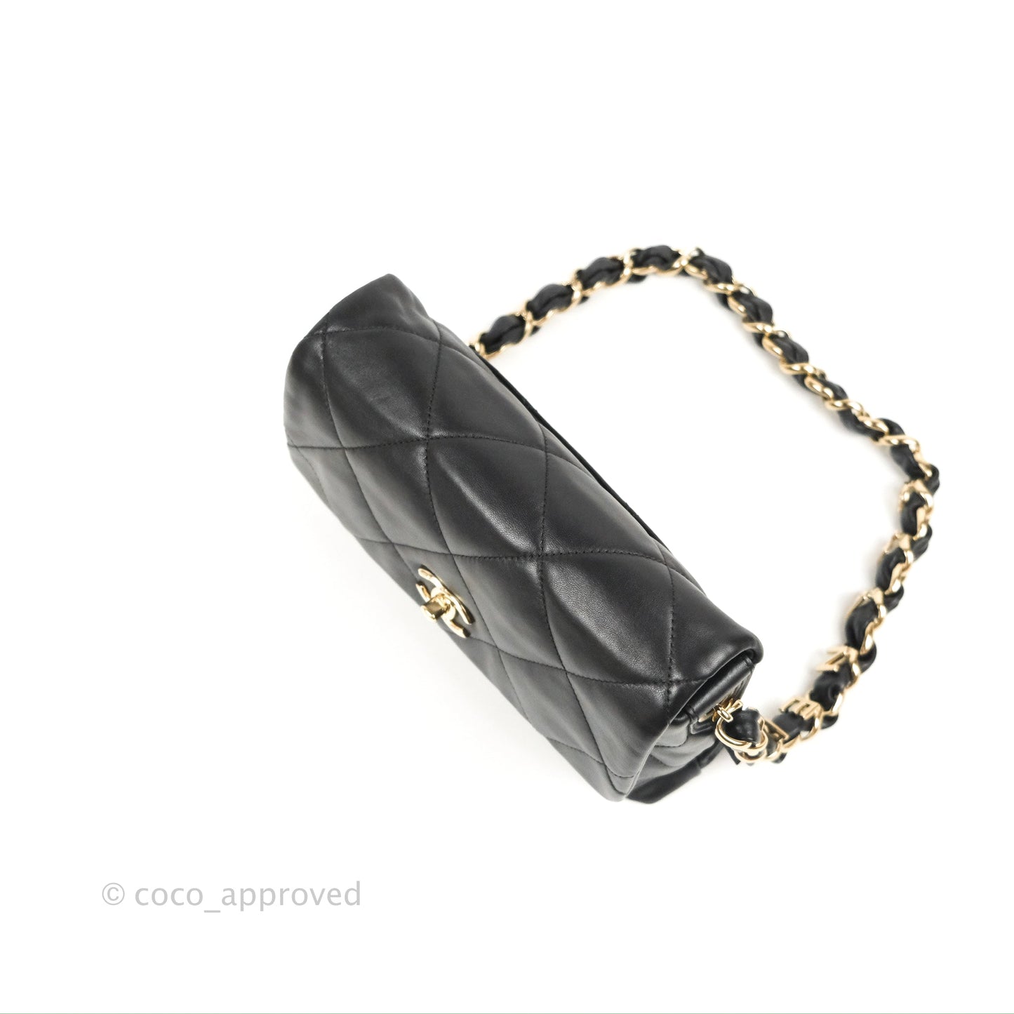 Chanel Small Logo Chain Flap Black Lambskin Gold Hardware
