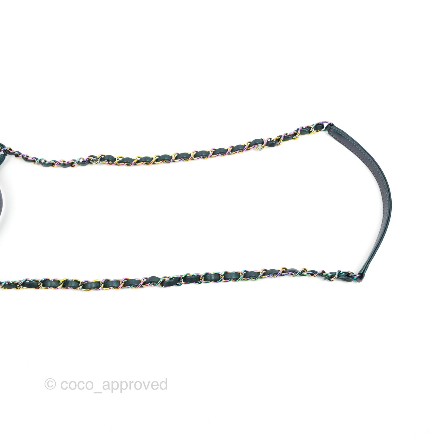 Chanel Quilted Medium CC Filigree Vanity Case Iridescent Dark Turquoise Caviar Rainbow Hardware