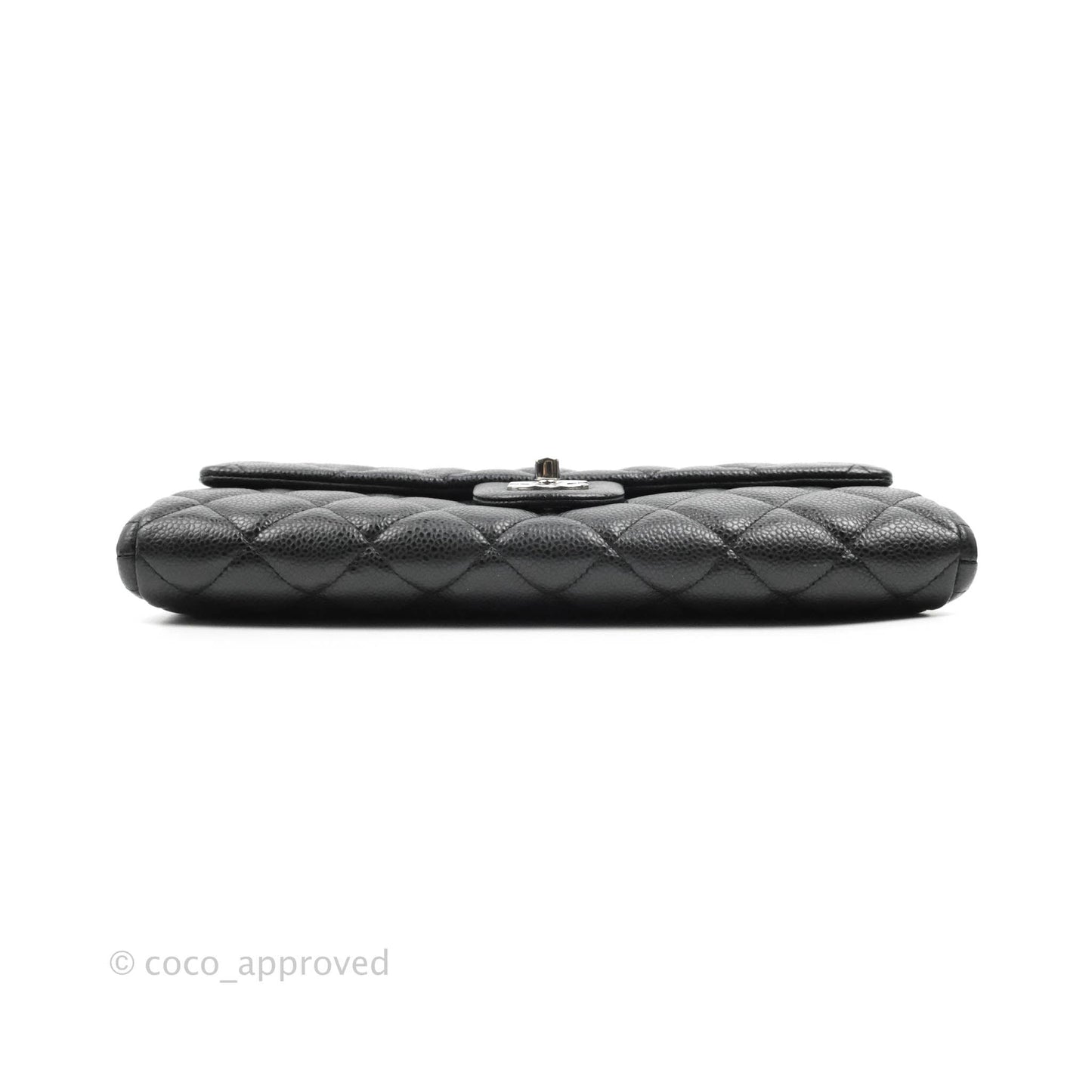 Chanel Quilted Clutch with Chain Black Caviar Silver Hardware