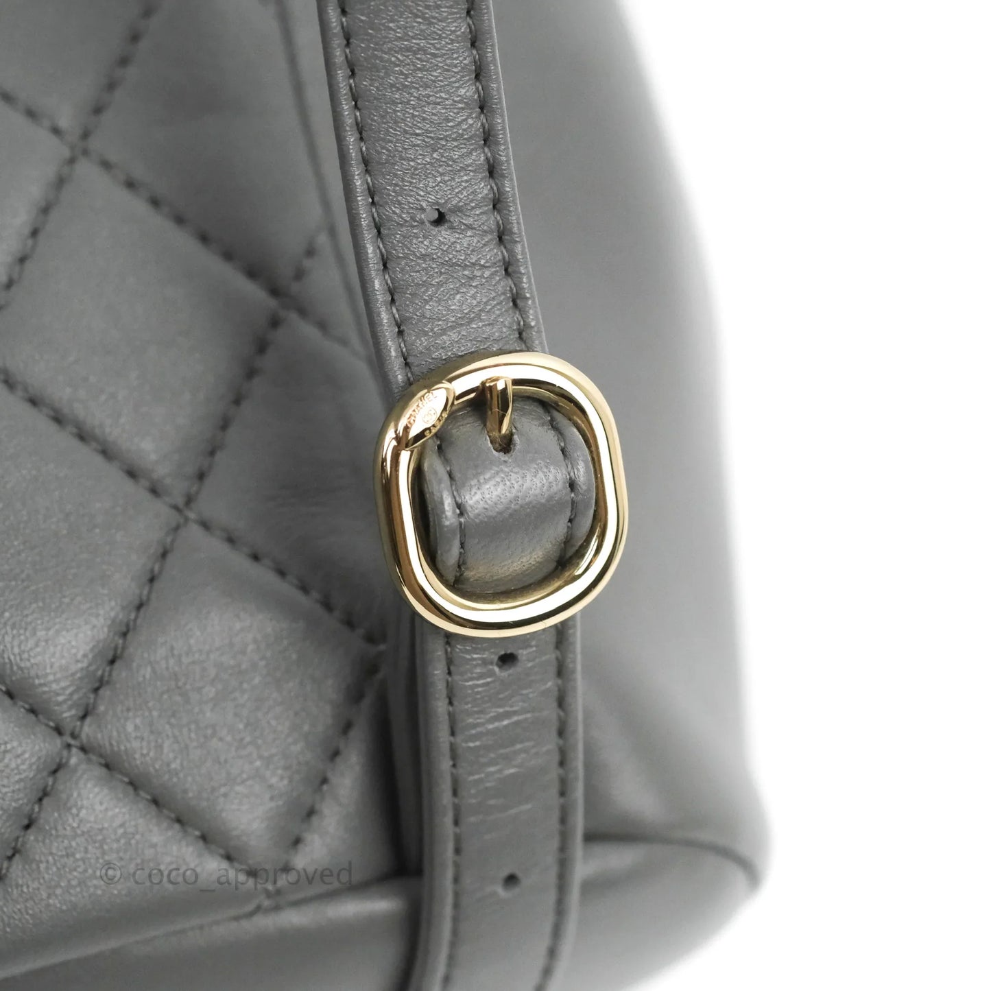 Chanel Quilted Small Duma Drawstring Backpack Grey Lambskin